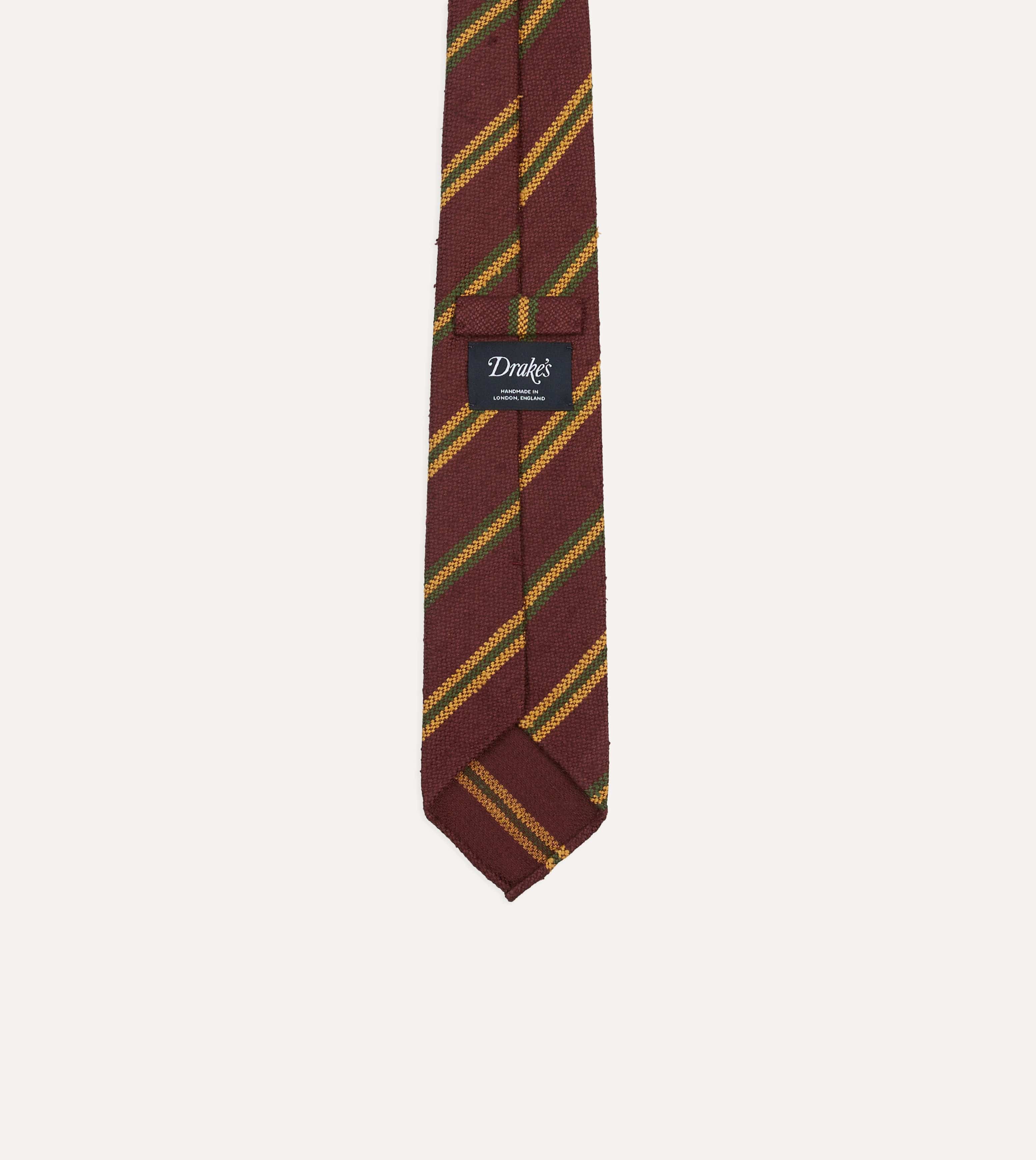 Red, Gold and Green Sandwich Stripe Shantung Silk Tie