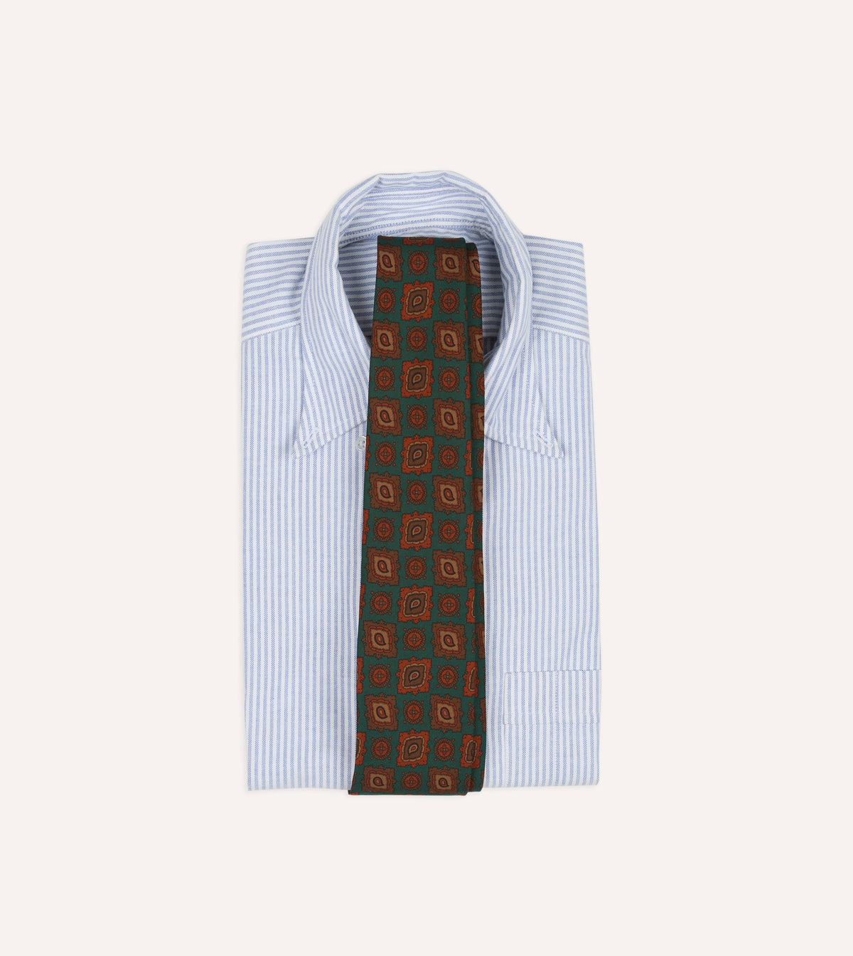 Teal Paisley Medallion Print Wool-Silk Hand Rolled Tie