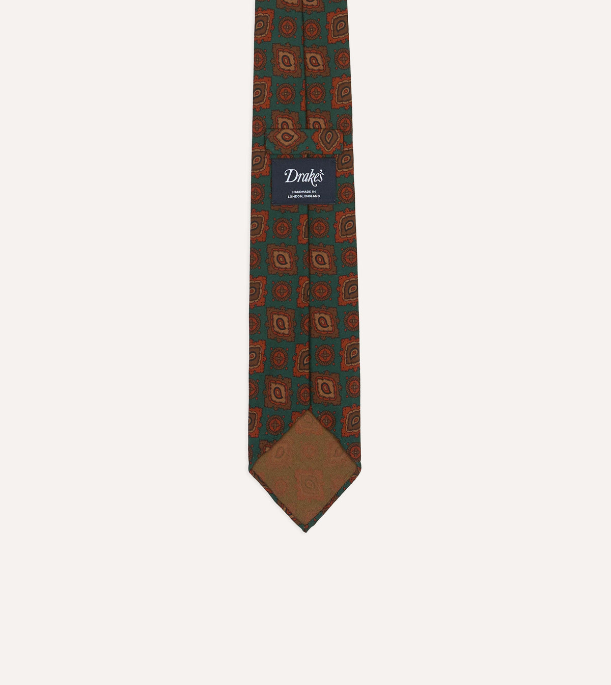 Teal Paisley Medallion Print Wool-Silk Hand Rolled Tie