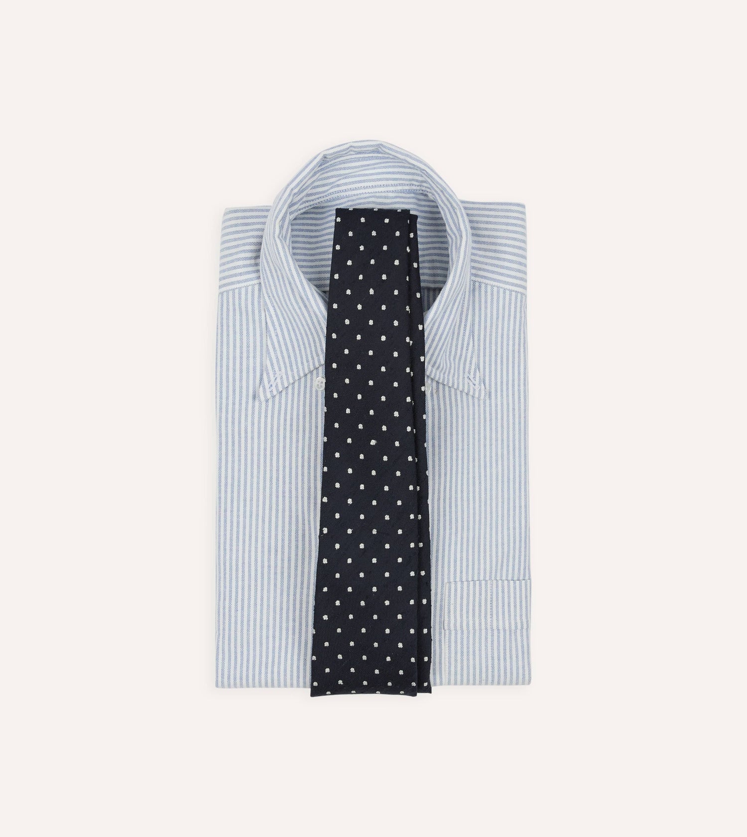 Navy Spots Shantung Silk Hand-Rolled Tie