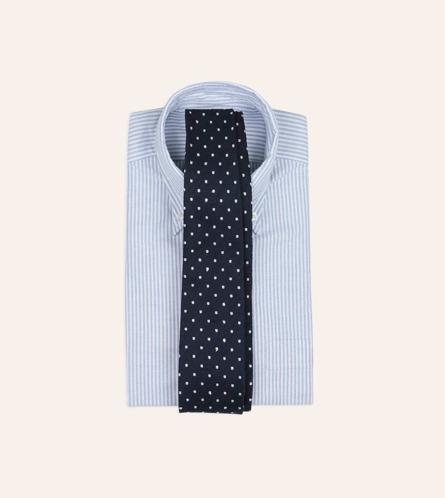 Navy Dots Shantung Silk Hand-Rolled Tie