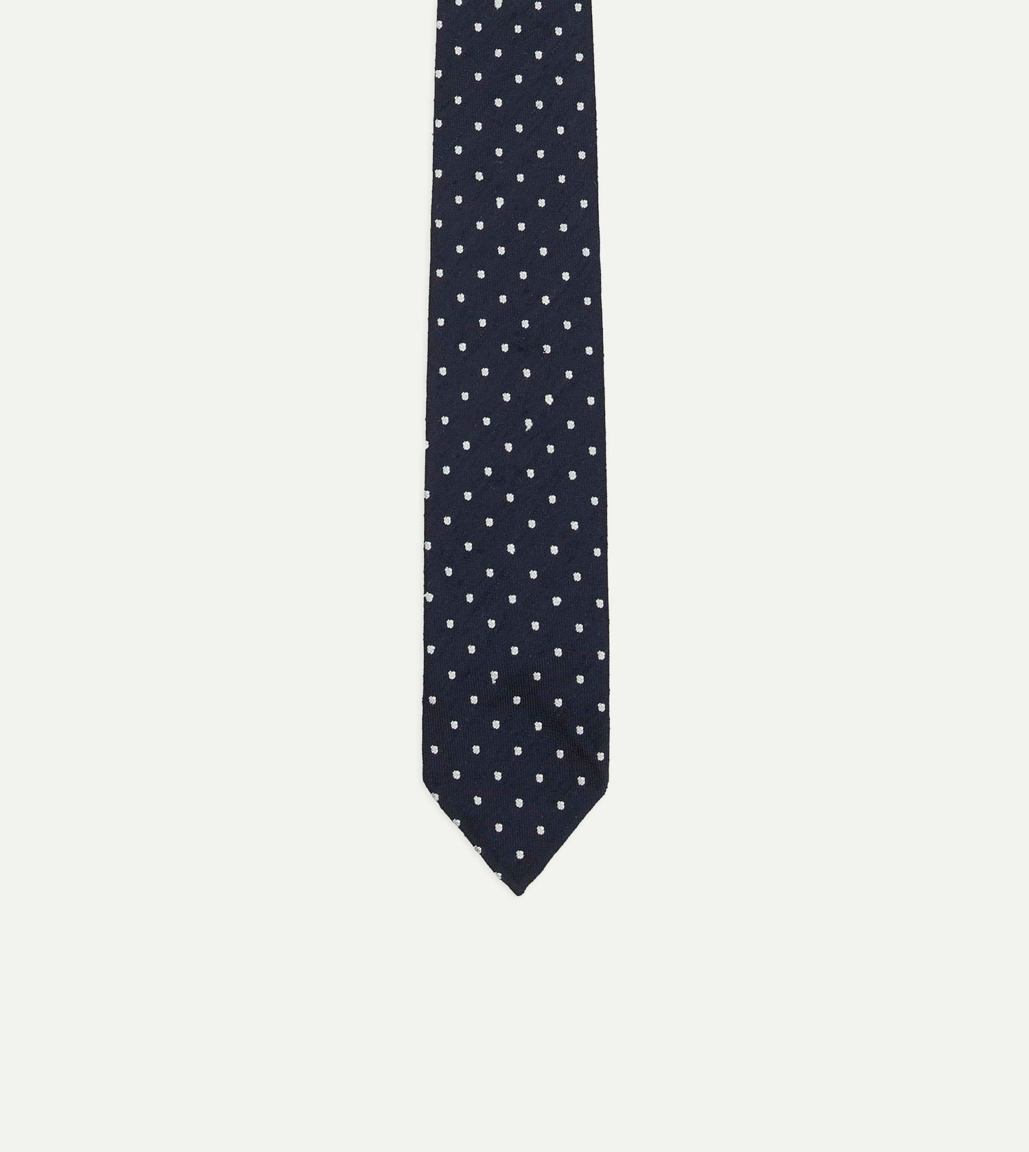 Navy Dots Shantung Silk Hand-Rolled Tie