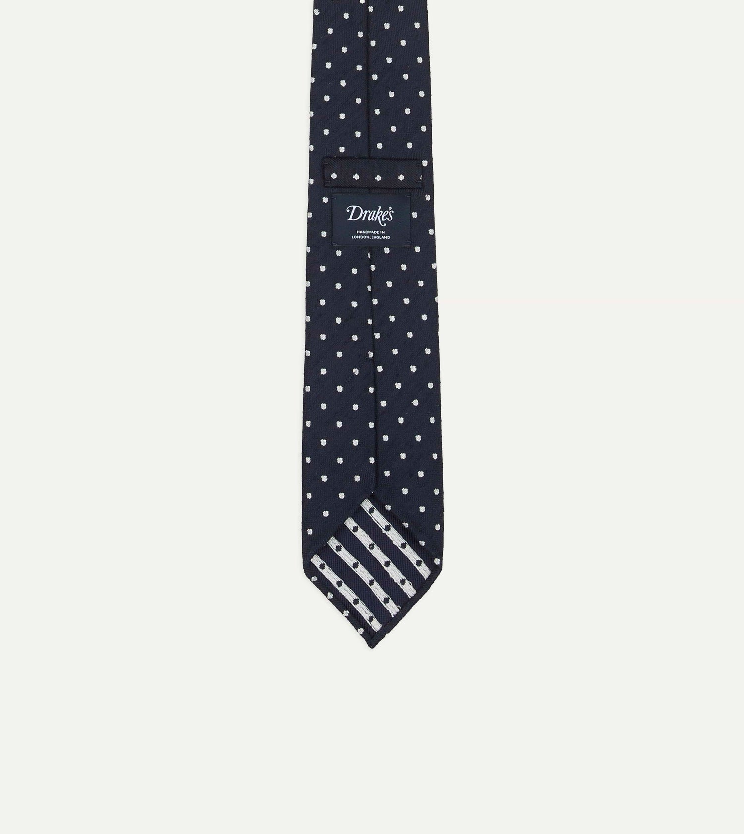 Navy Dots Shantung Silk Hand-Rolled Tie