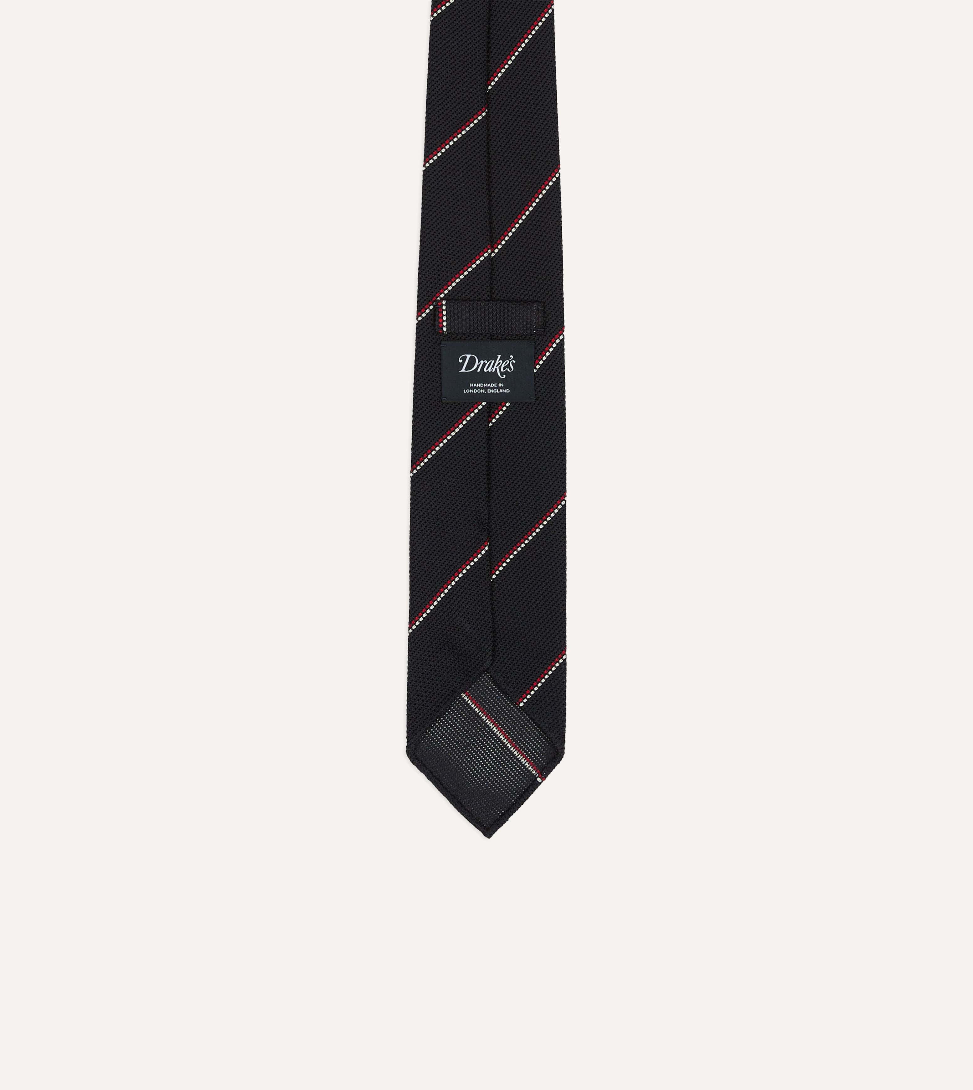 Navy and Red Double Stripe Hand Rolled Silk Grenadine Tie