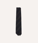 Navy and Brown Stitch Stripe Hand Rolled Silk Grenadine Tie
