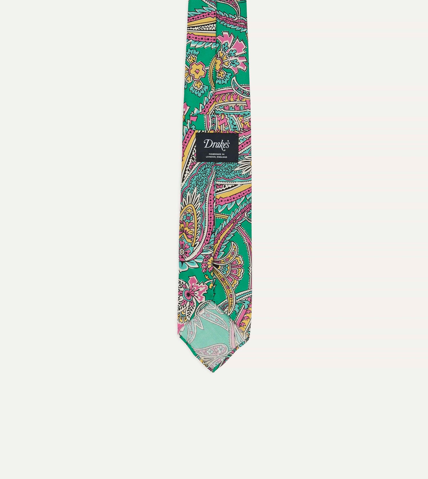 Green Nouveau Leaves Shantung Silk Hand-Rolled Tie