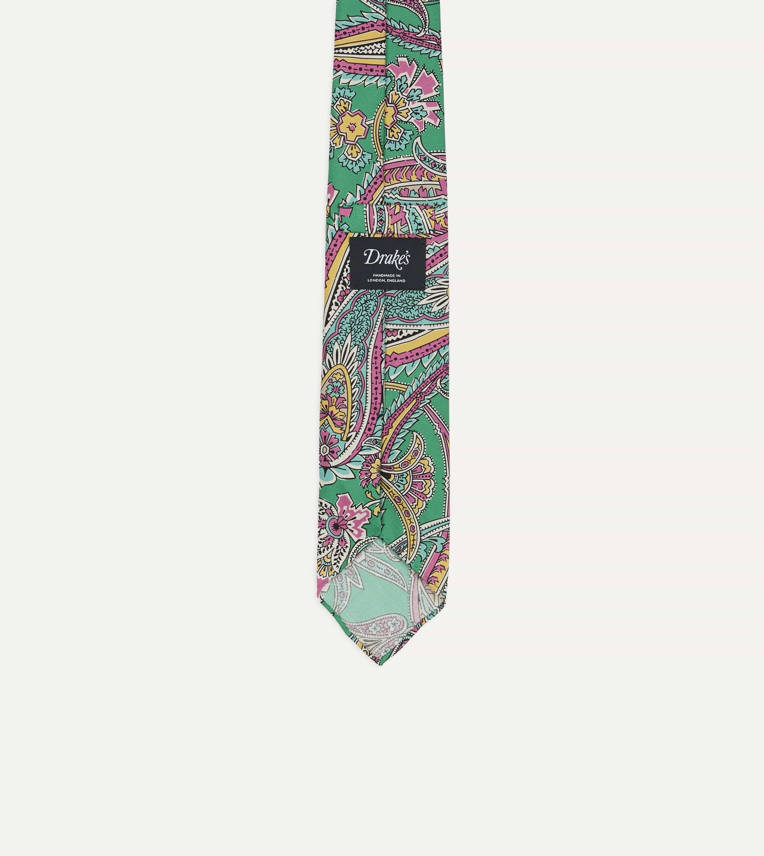 Green Nouveau Leaves Shantung Silk Hand-Rolled Tie