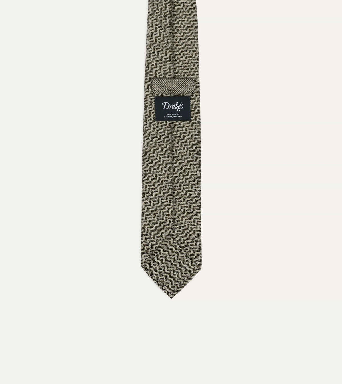 Grey Herringbone Shetland Wool Hand Rolled Tie