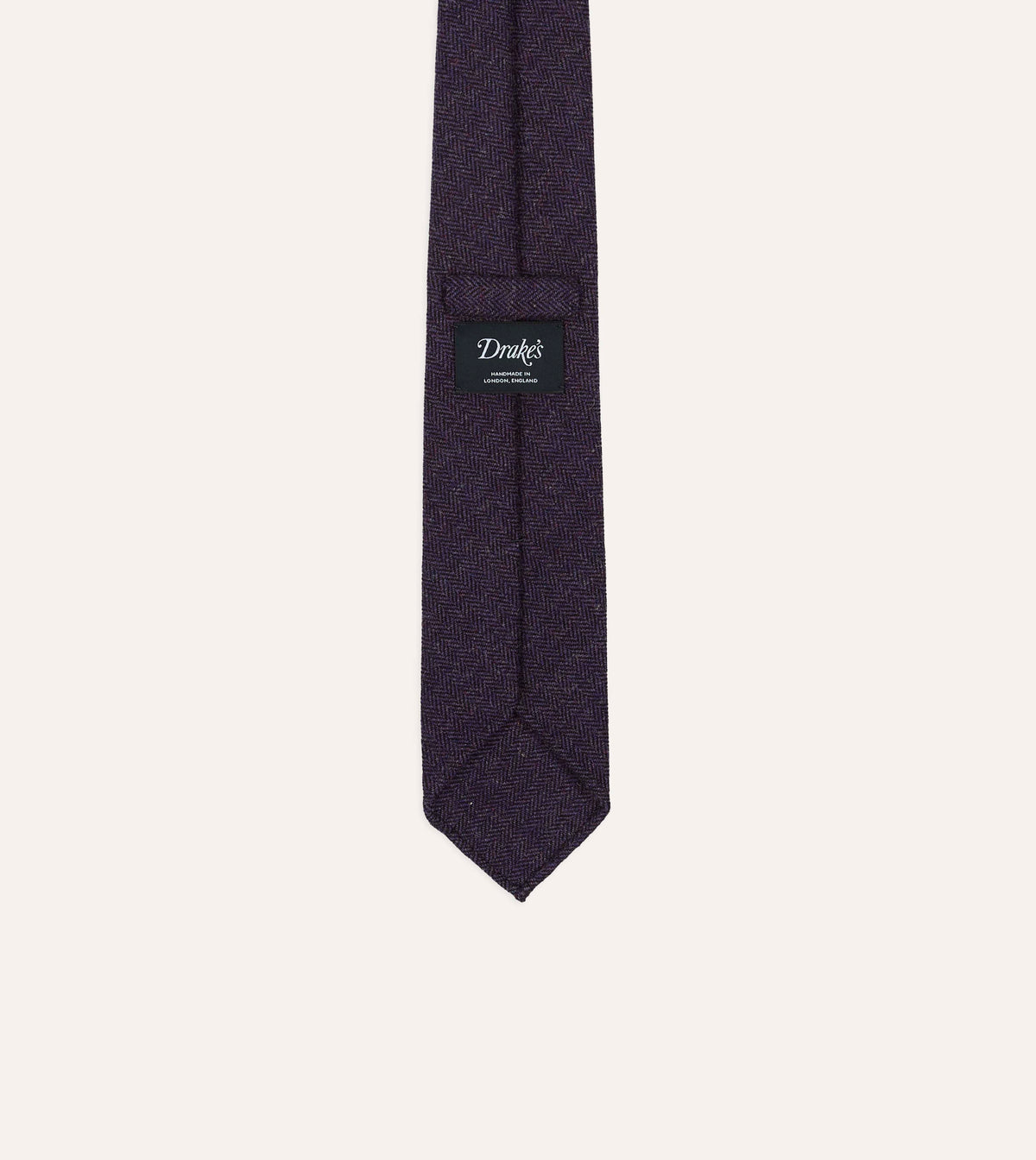 Purple Herringbone Shetland Wool Hand Rolled Tie