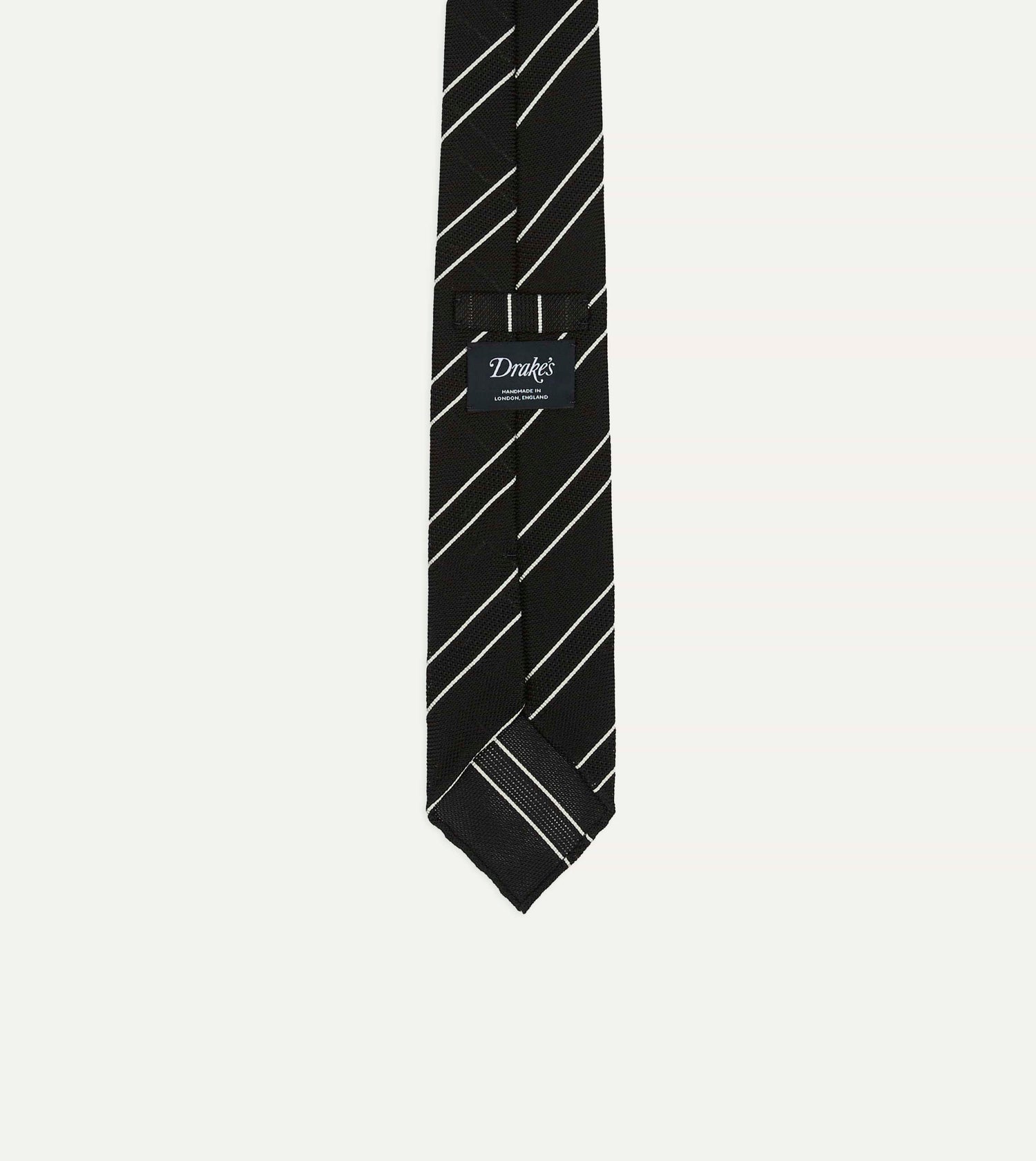 Black and White Sandwich Stripe Hand Rolled Silk Grenadine Tie