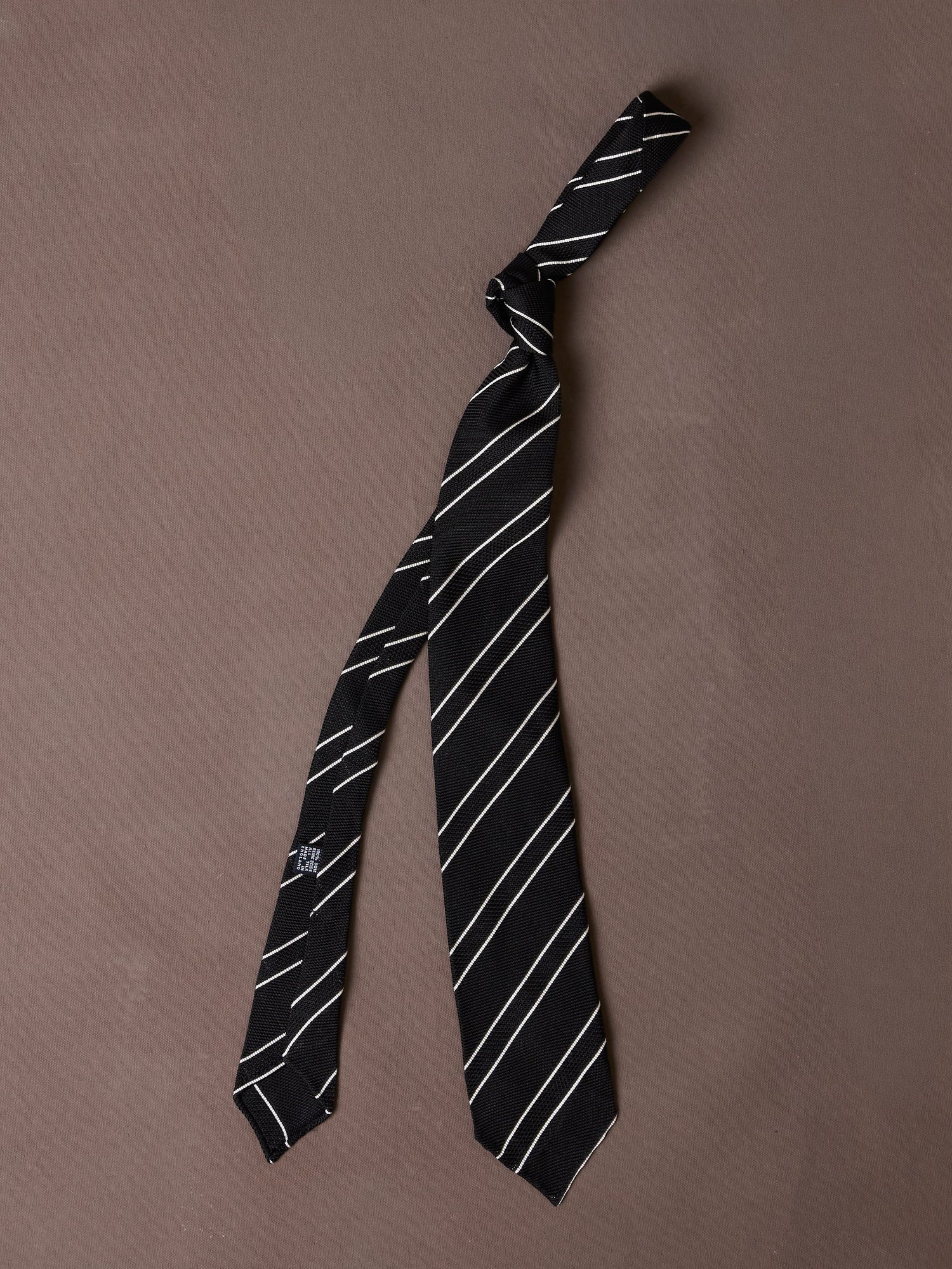 Black and White Sandwich Stripe Hand Rolled Silk Grenadine Tie