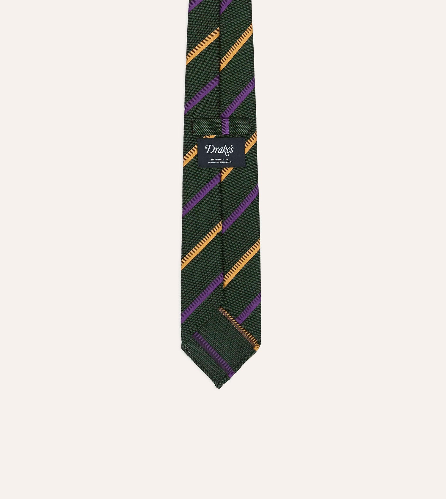 Green, Yellow and Purple Multi Stripe Hand Rolled Silk Grenadine Tie