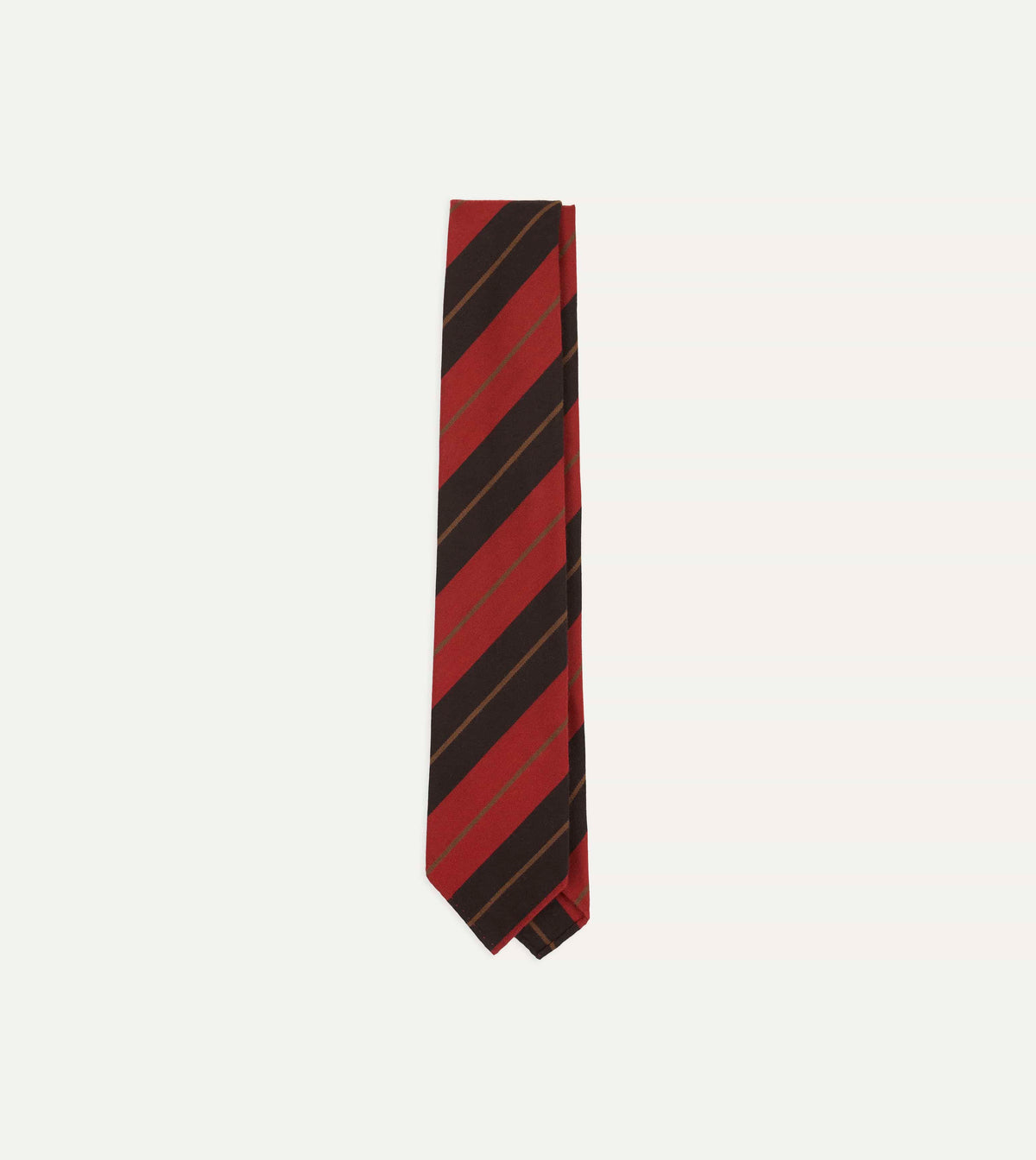 Red and Navy Multi Stripe Hand Rolled Cashmere Tie