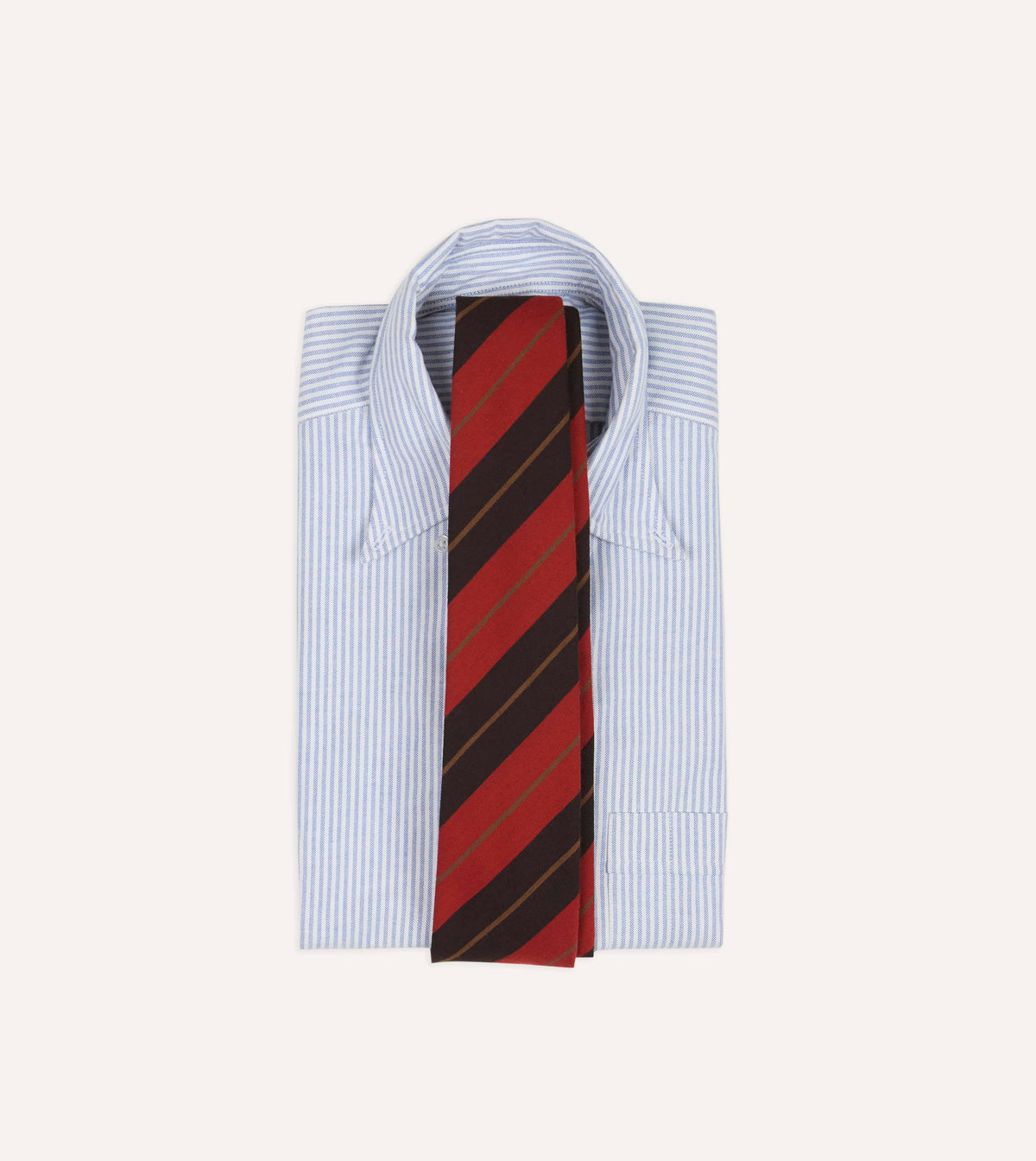 Red and Navy Multi Stripe Hand Rolled Cashmere Tie