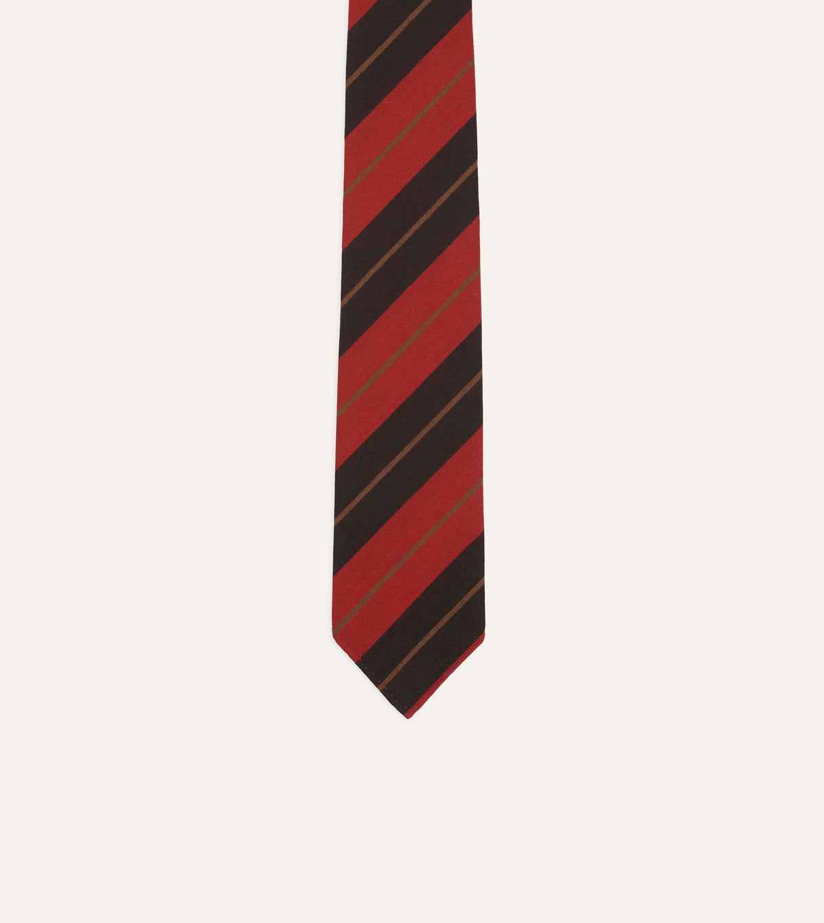 Red and Navy Multi Stripe Hand Rolled Cashmere Tie