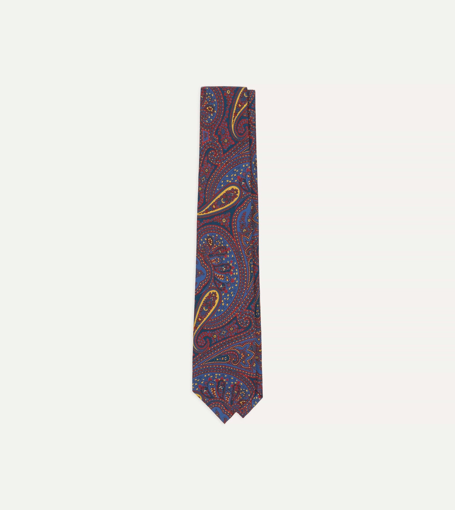Red and Blue Large Paisley Print Madder Silk Self Tipped Tie