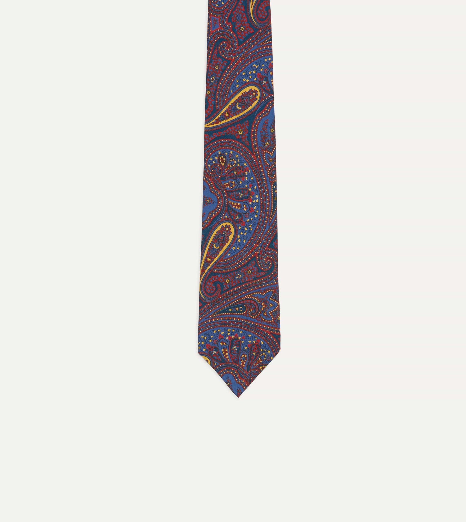 Red and Blue Large Paisley Print Madder Silk Self Tipped Tie