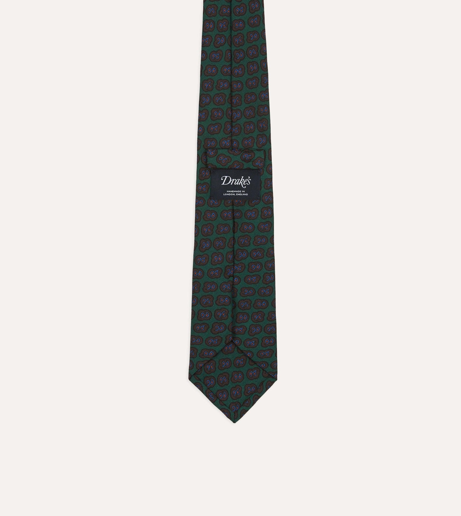Green Paisley Double Leaf Print Silk Tipped Tie