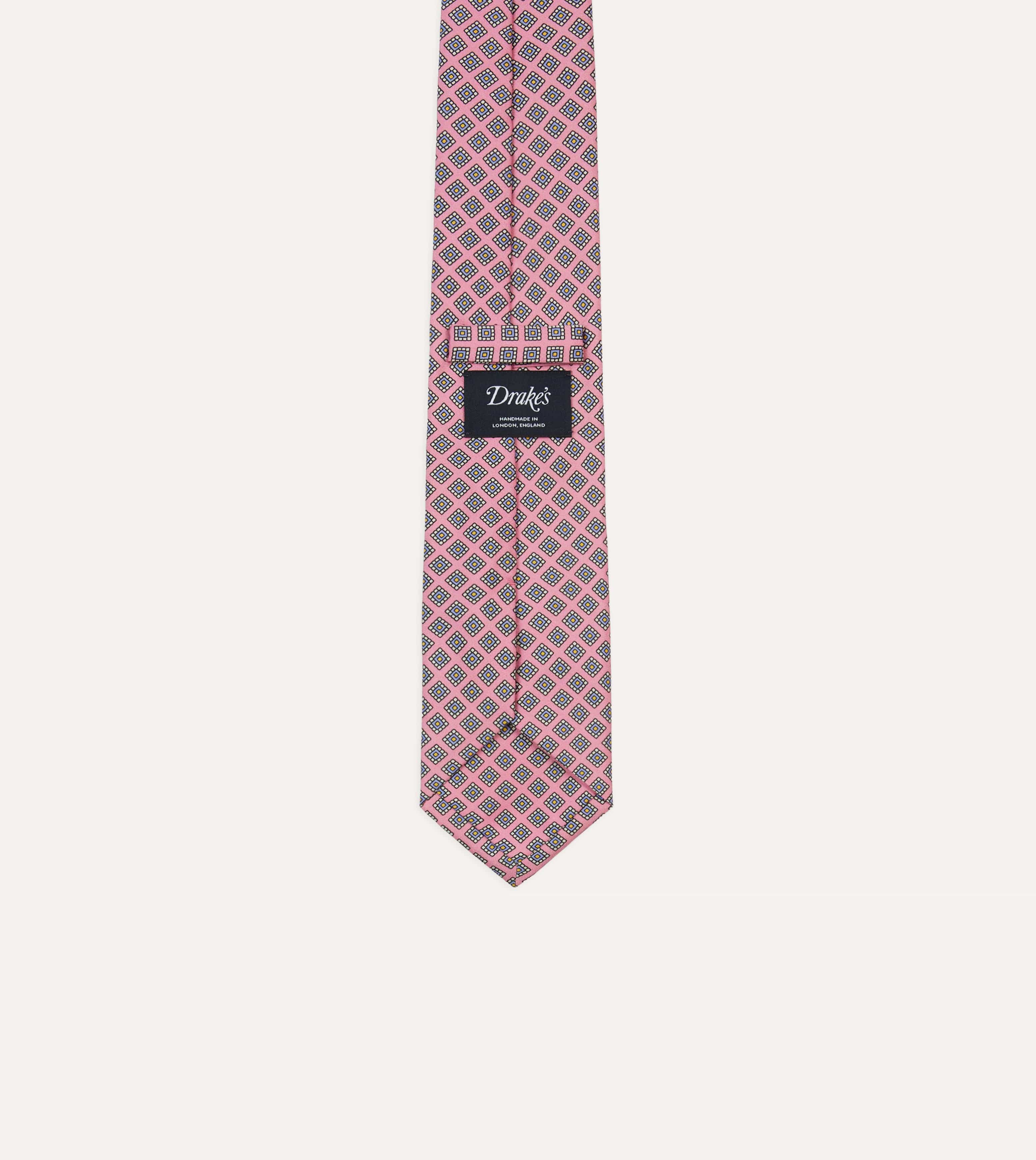 Pink Square Medallion Self-Tipped Silk Tie