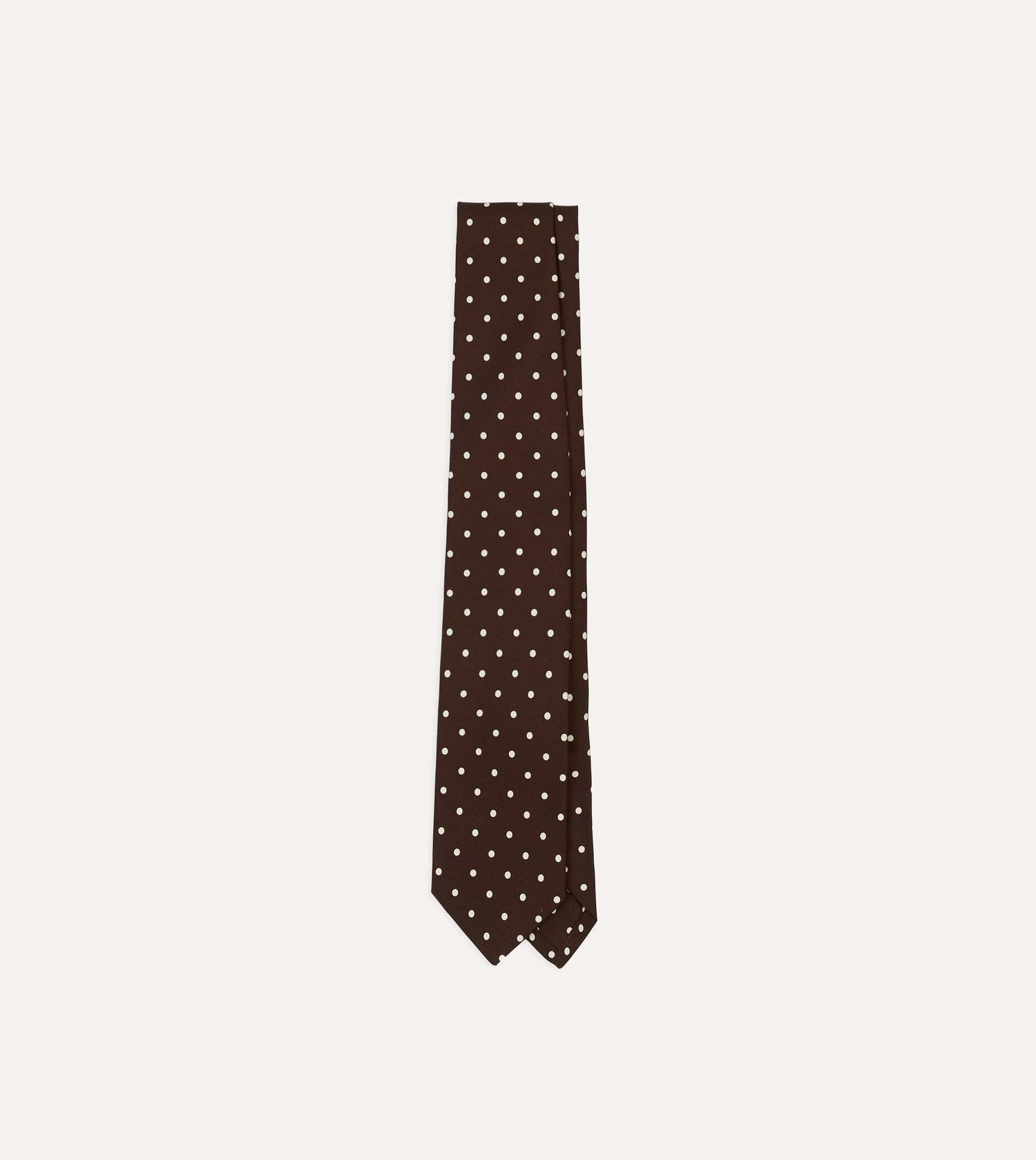 Brown Polka Dot Silk Self-Tipped Tie