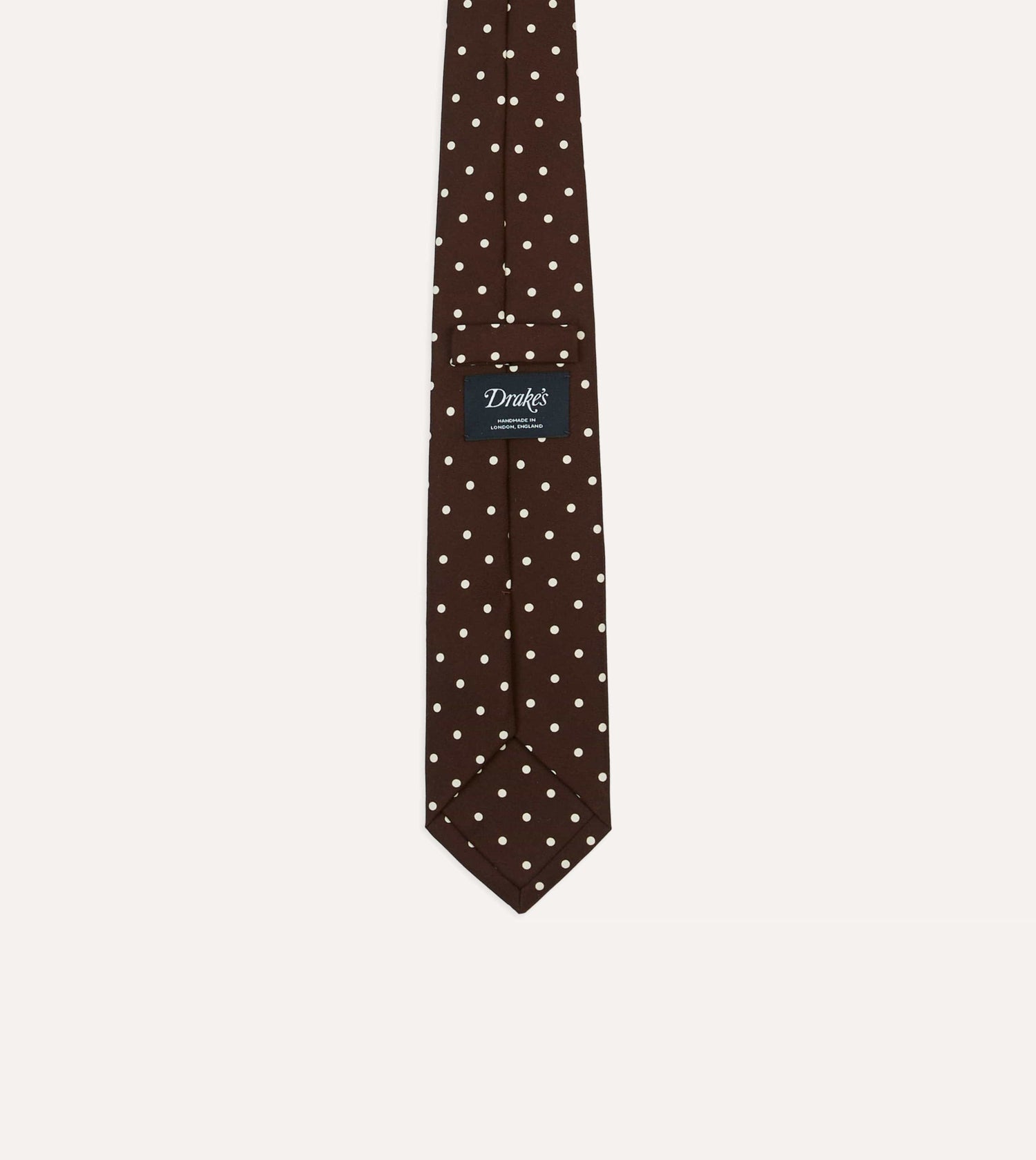 Brown Polka Dot Silk Self-Tipped Tie