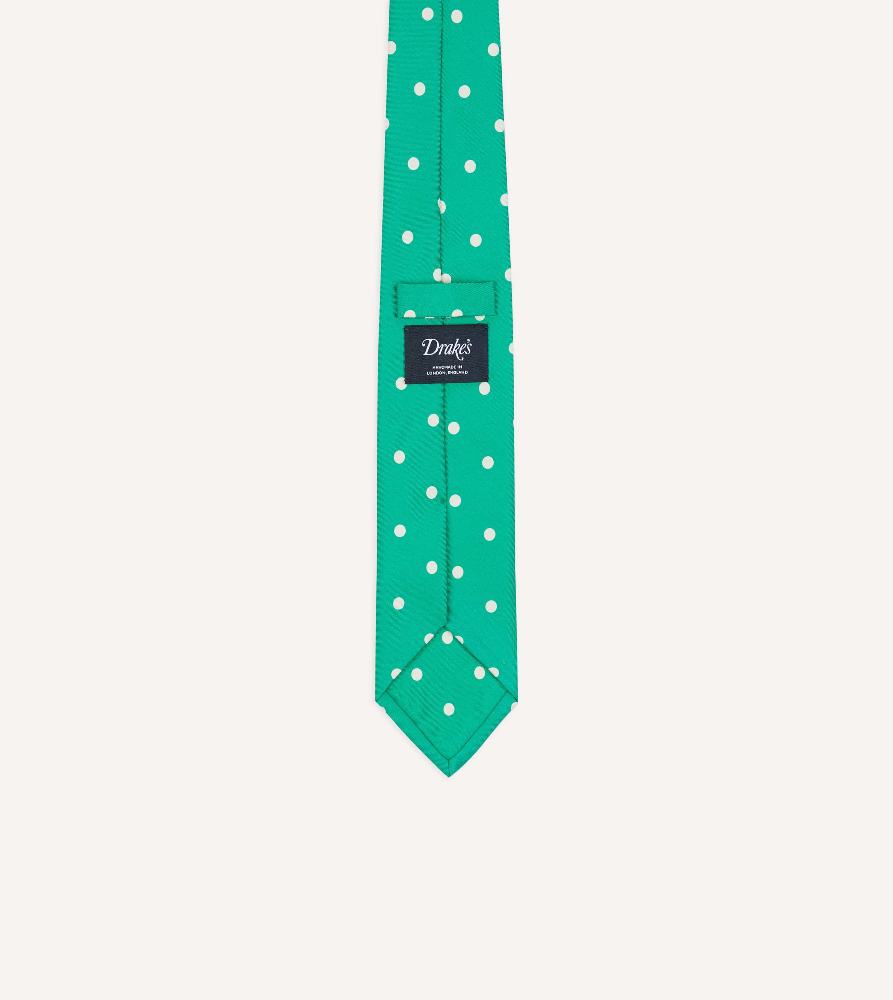Green Polka Dot Silk Self-Tipped Tie