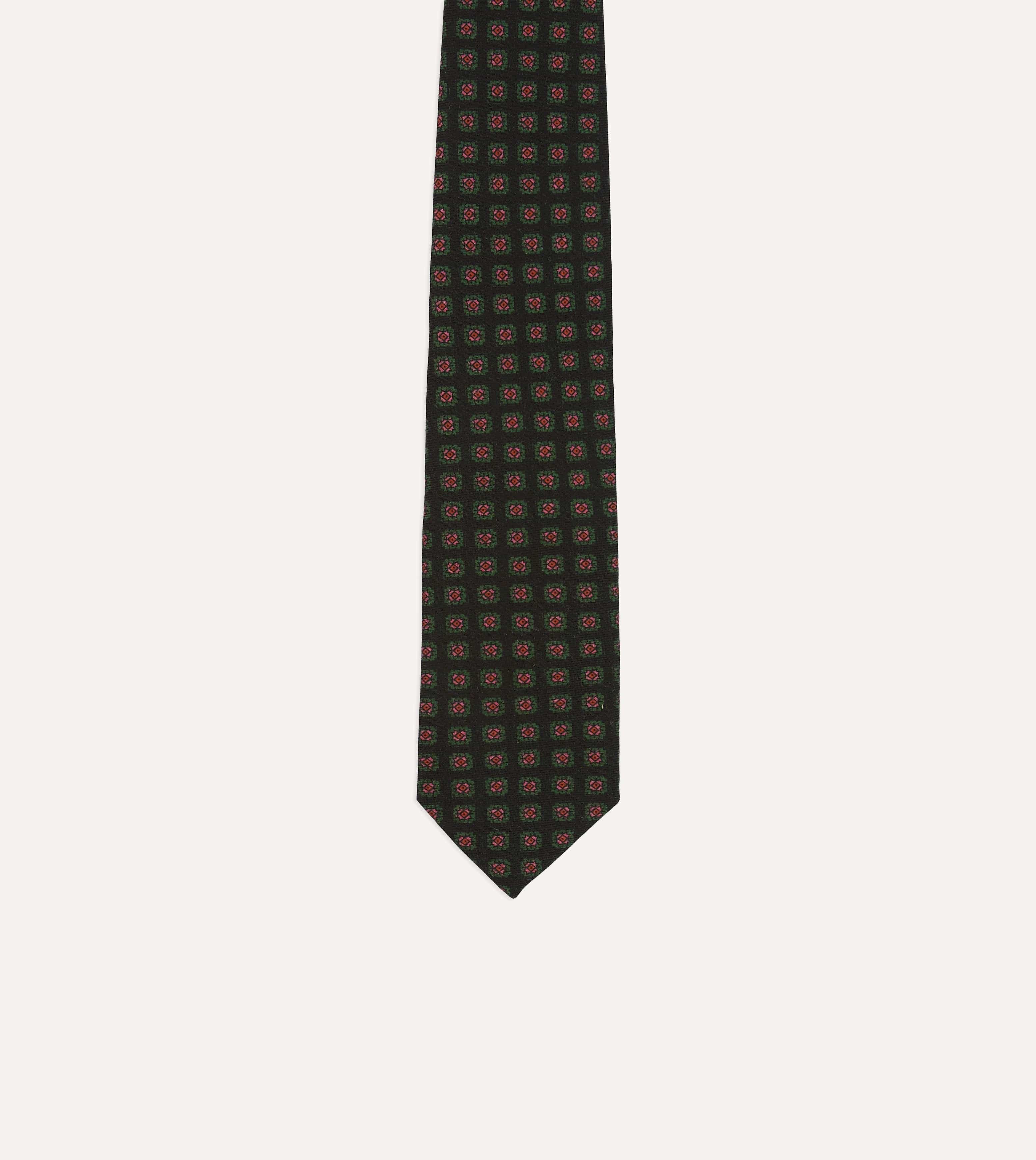 Drake’s ネクタイ　ウール 100% Handmade in London Drake's London lined tie fantasy dogs 147x8 cm 100% wool Made in