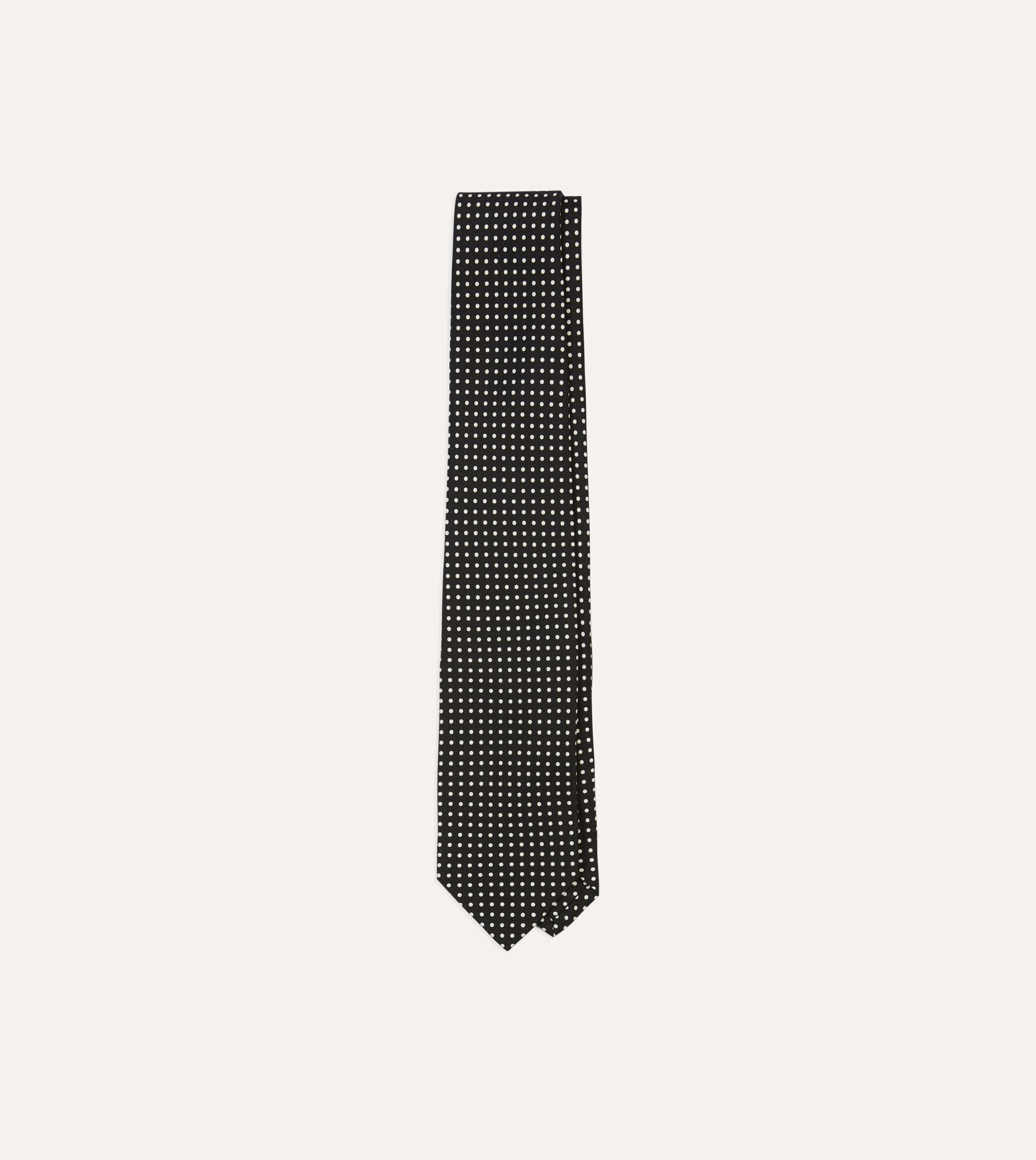 Black Small Spot Silk Self-Tipped Tie