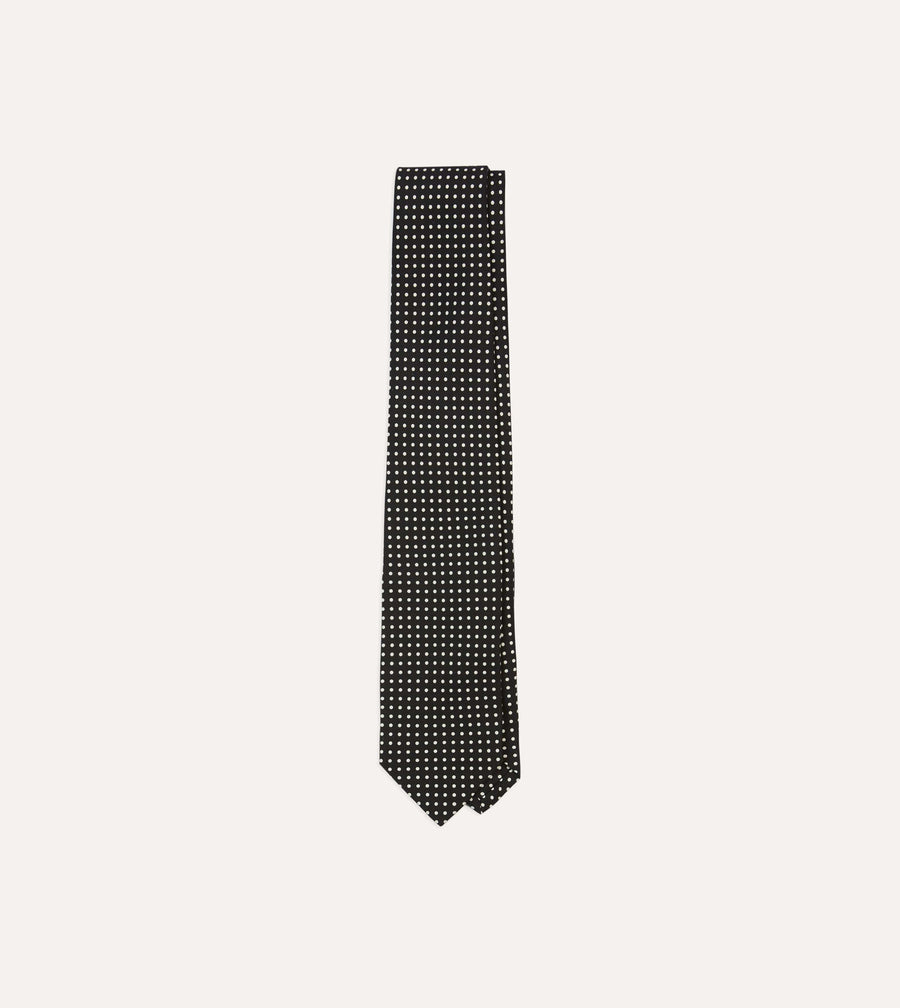 Black Small Spot Silk Self-Tipped Tie