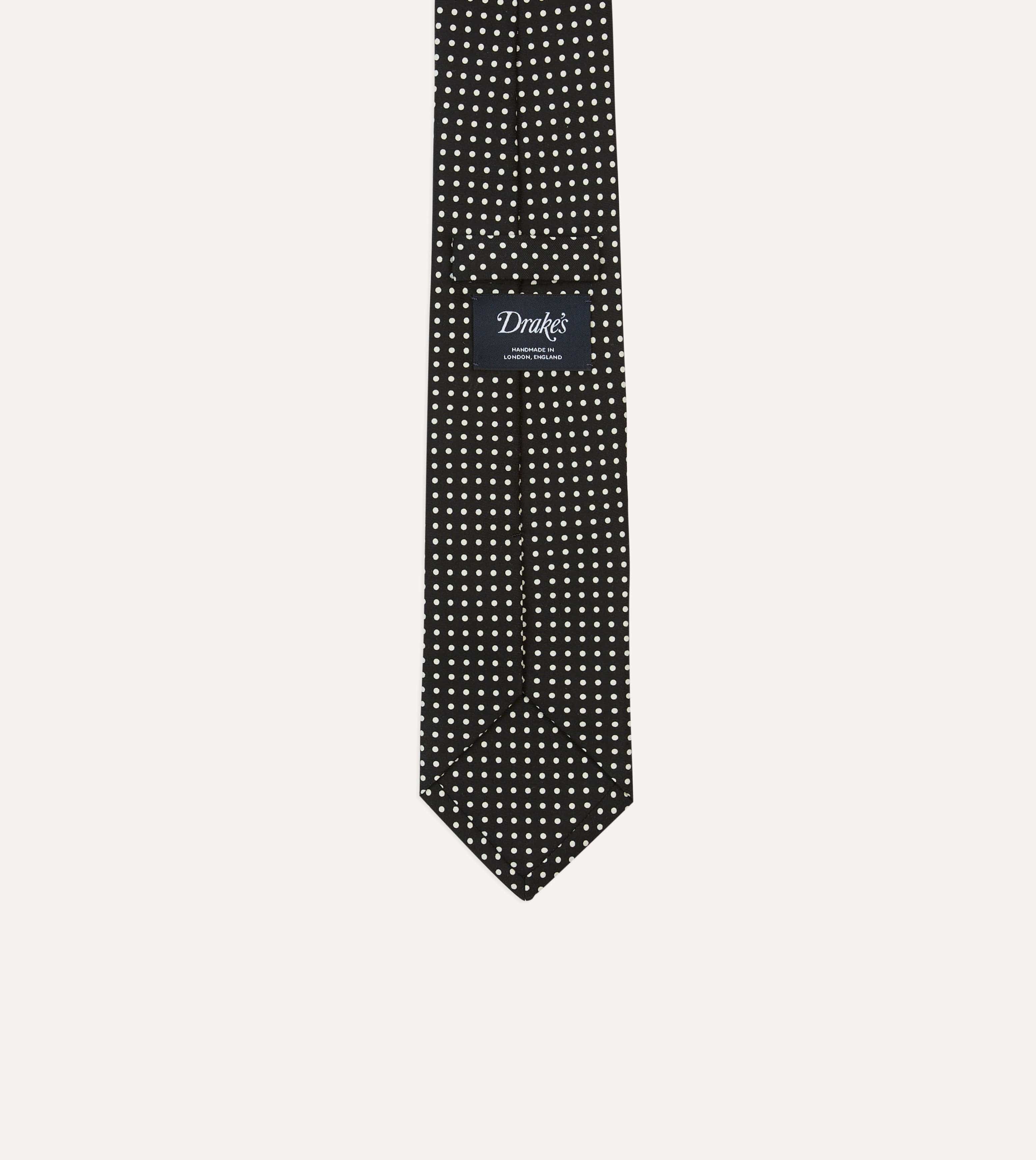 Black Small Spot Silk Self-Tipped Tie