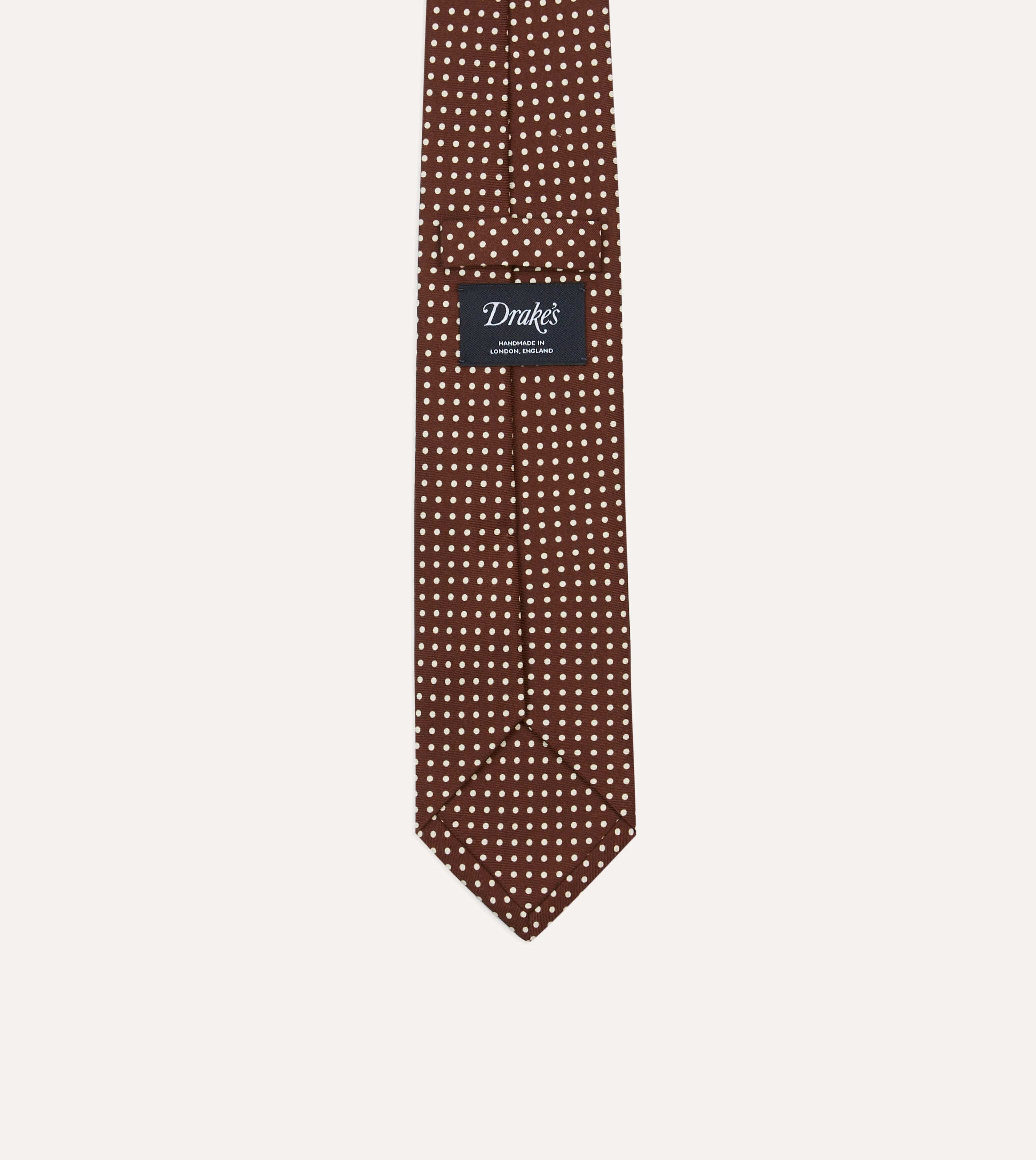 Brown Small Spot Silk Self-Tipped Tie