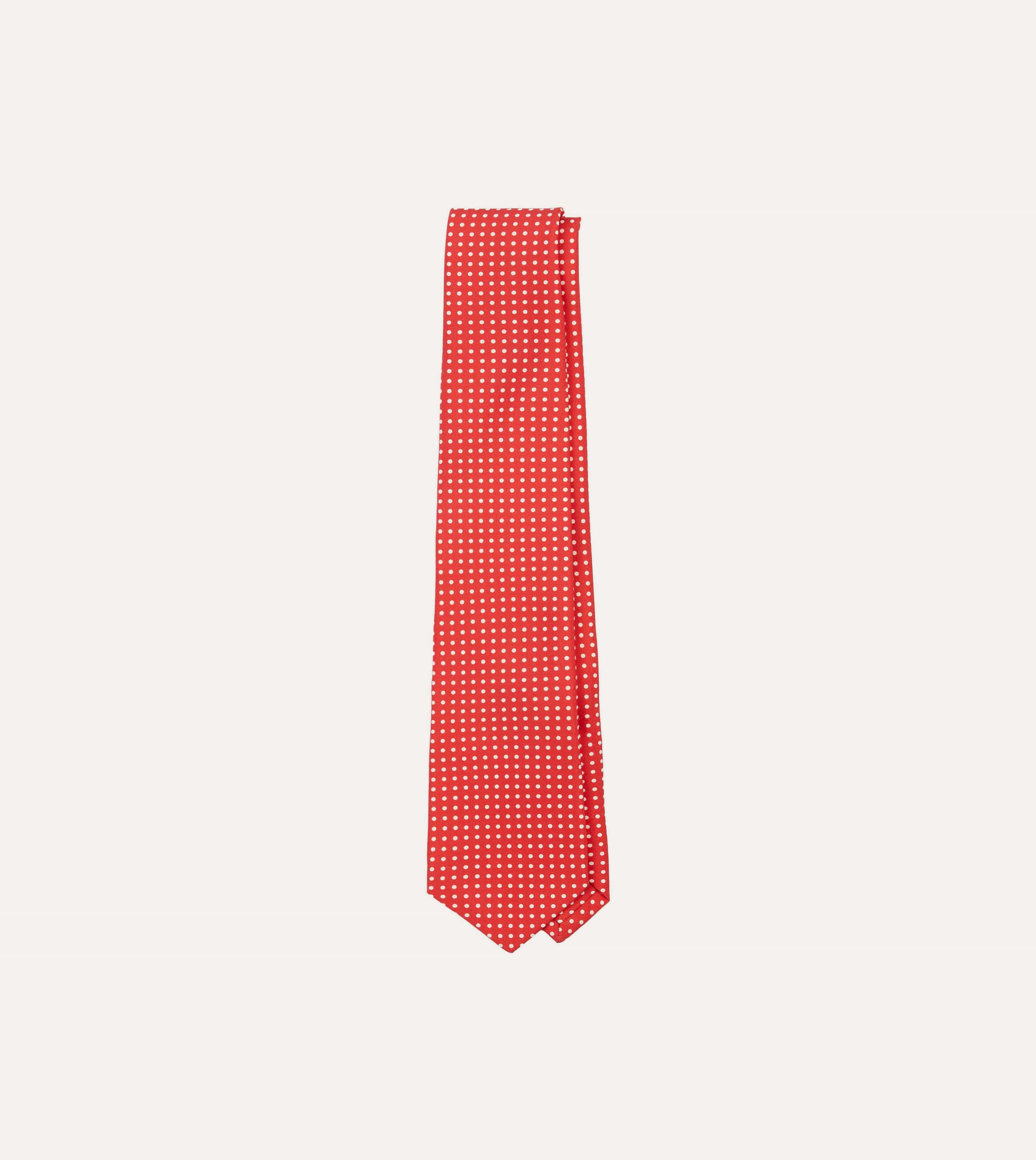 Red Small Spot Silk Self-Tipped Tie