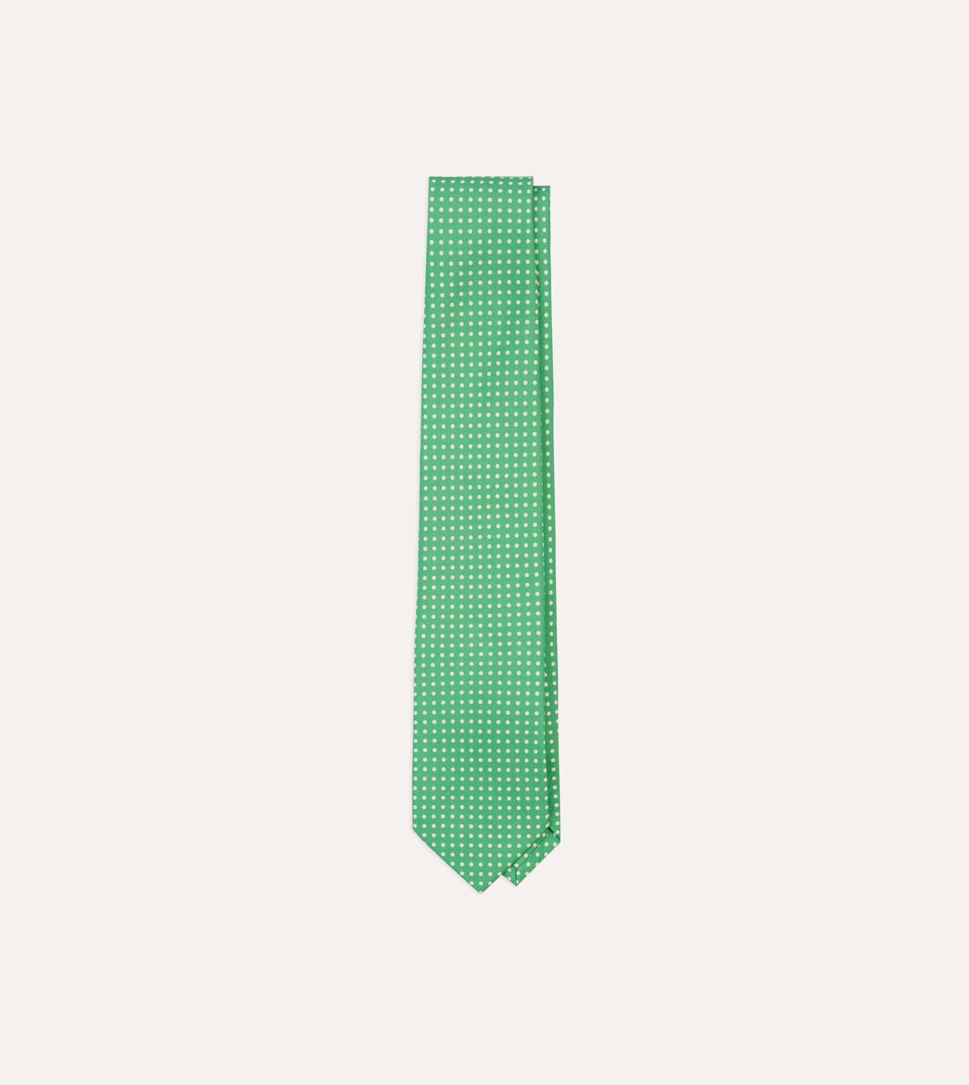 Green Small Spot Silk Self-Tipped Tie