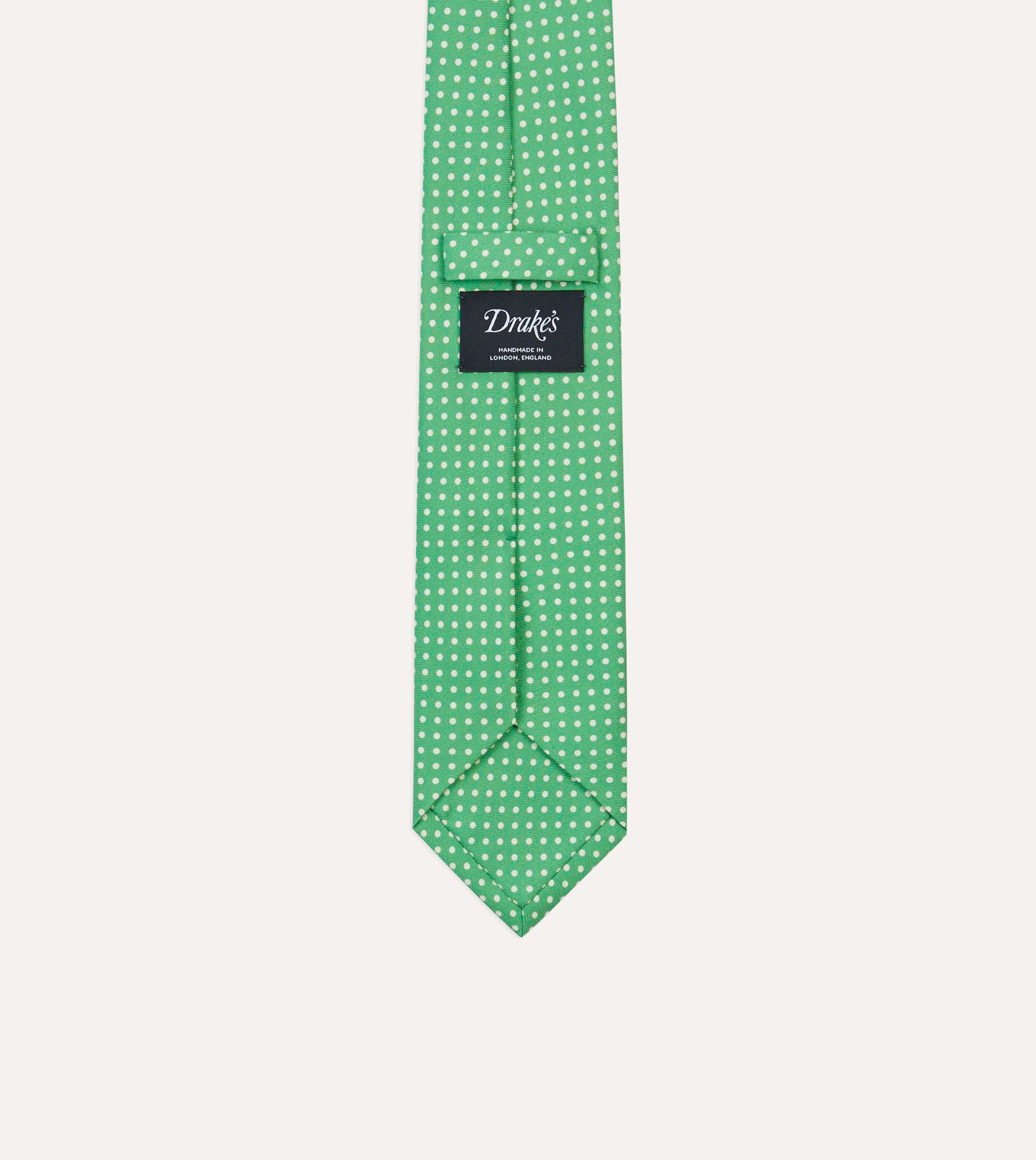 Green Small Spot Silk Self-Tipped Tie