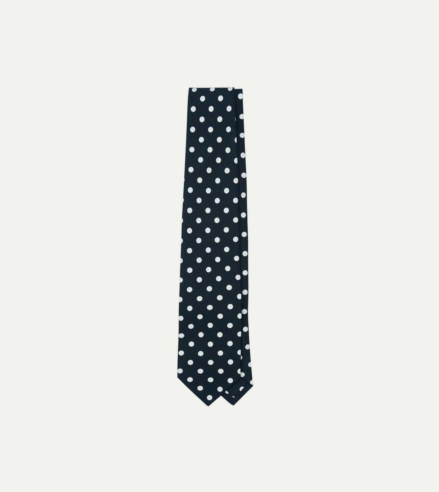 Navy Small Spot Crepe de Chine Silk Self-Tipped Tie