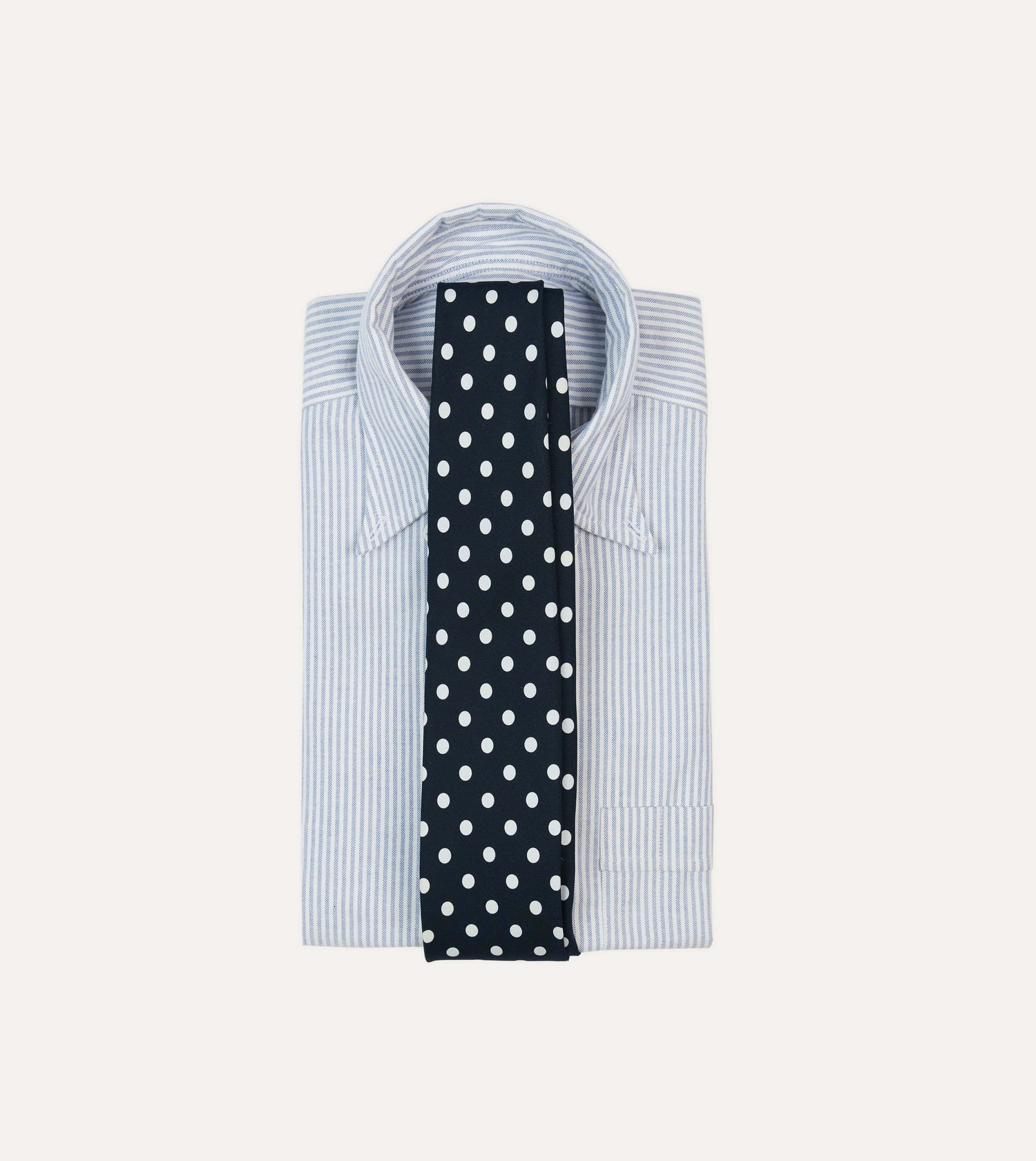 Navy Small Spot Crepe de Chine Silk Self-Tipped Tie