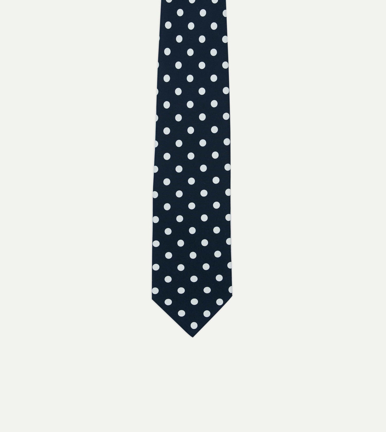 Navy Small Spot Crepe de Chine Silk Self-Tipped Tie