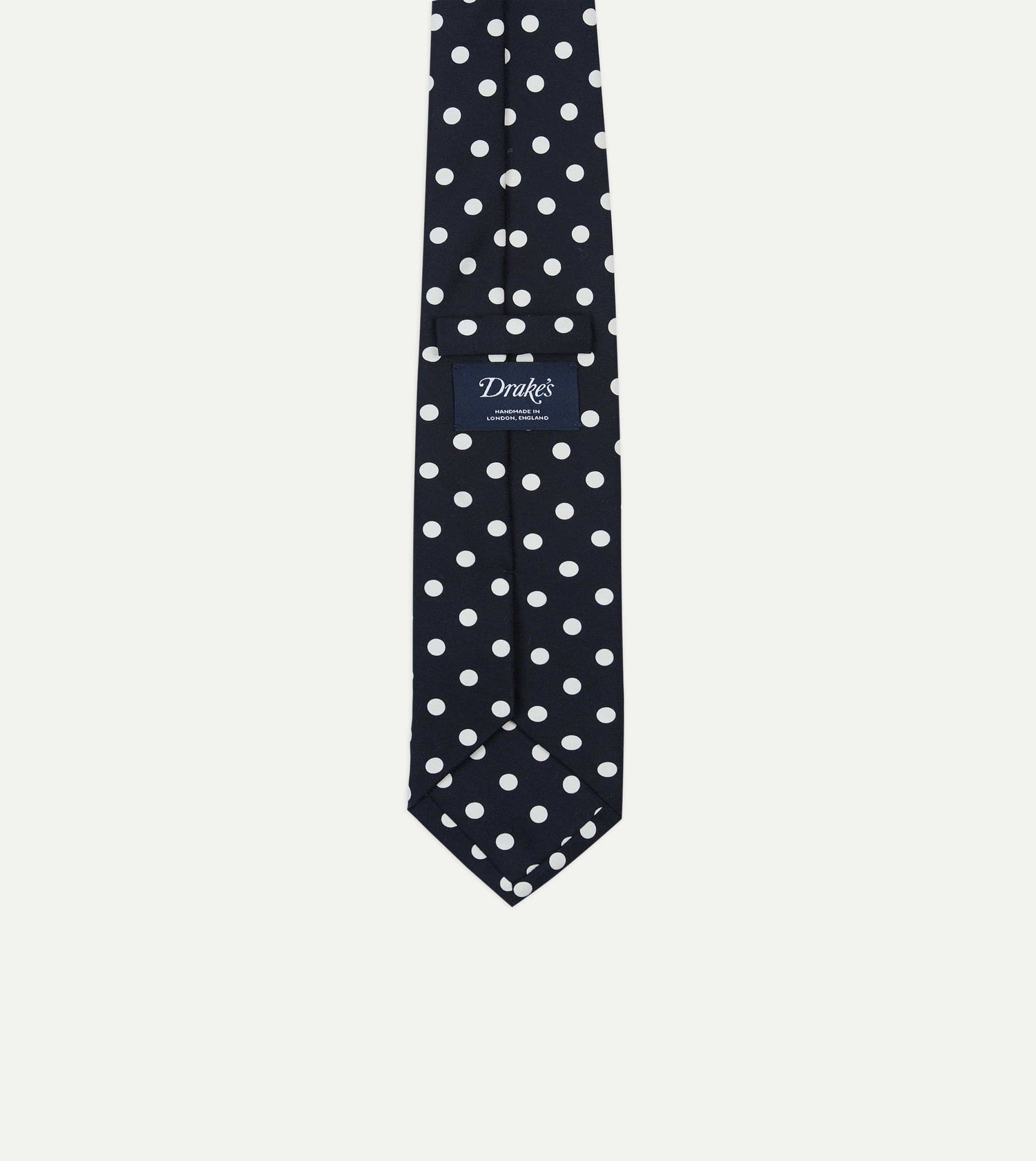 Navy Small Spot Crepe de Chine Silk Self-Tipped Tie