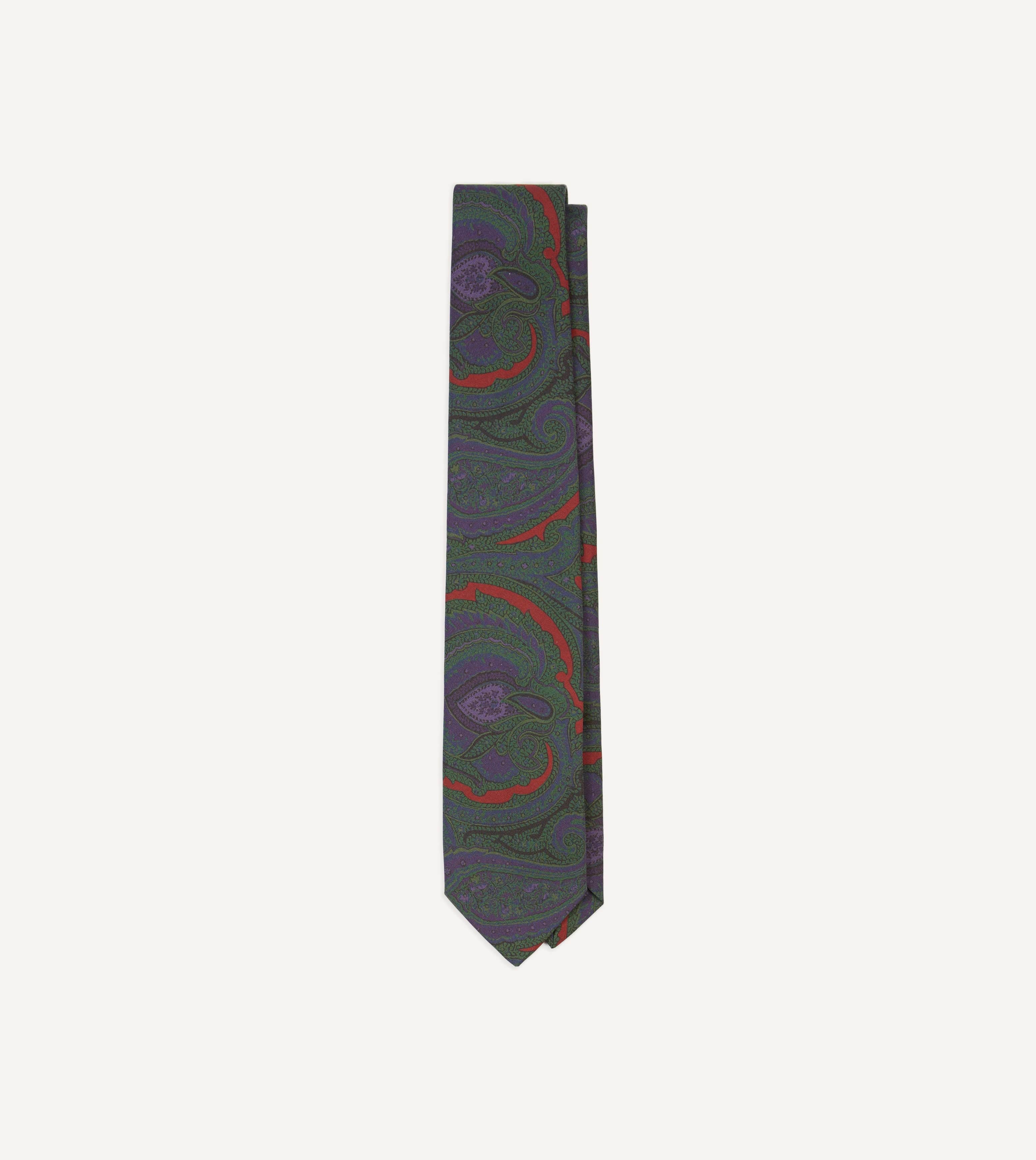 Rust Large Paisley Print Madder Silk Self-Tipped Tie