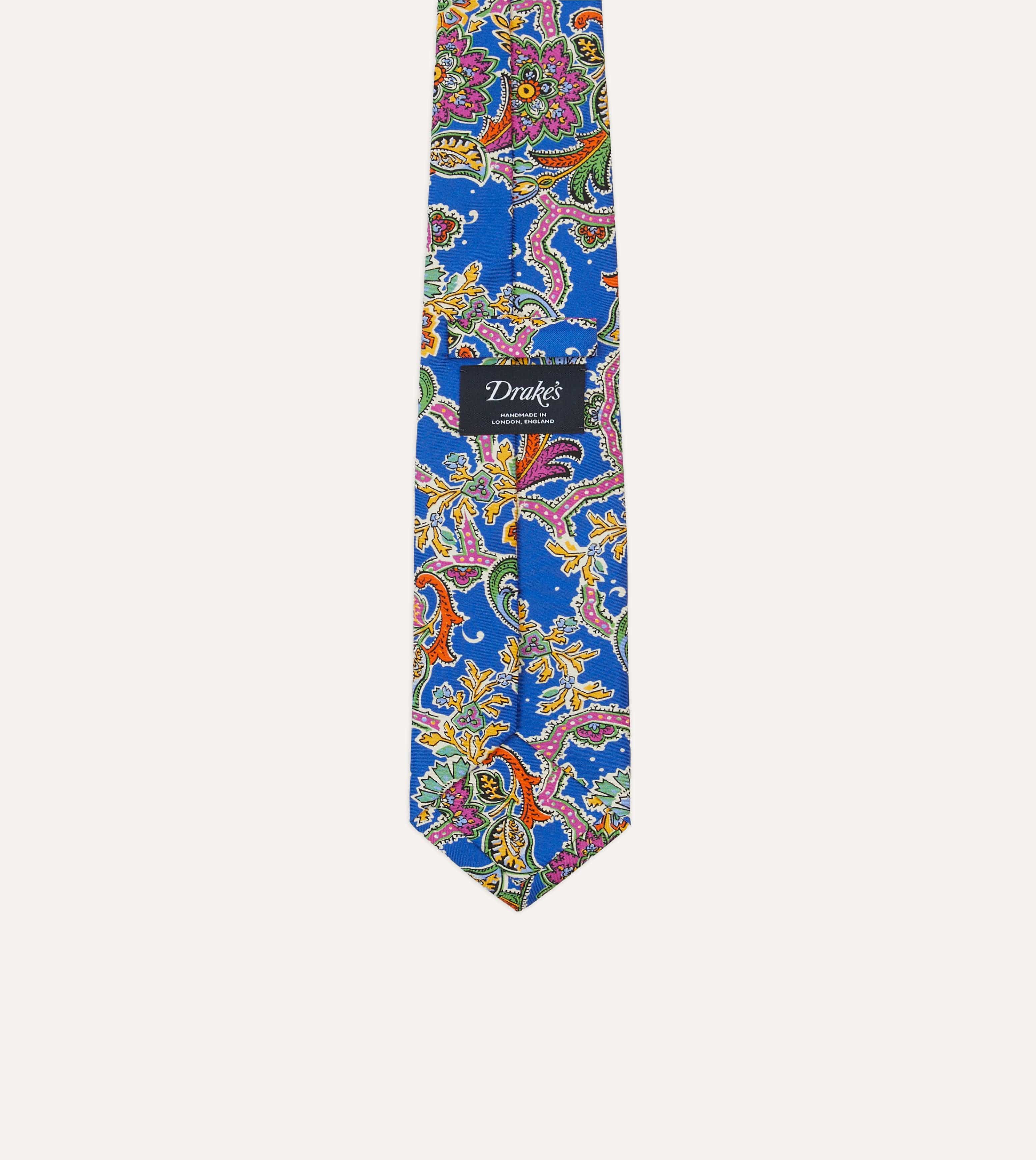 Blue Large Paisley Silk Self-Tipped Tie