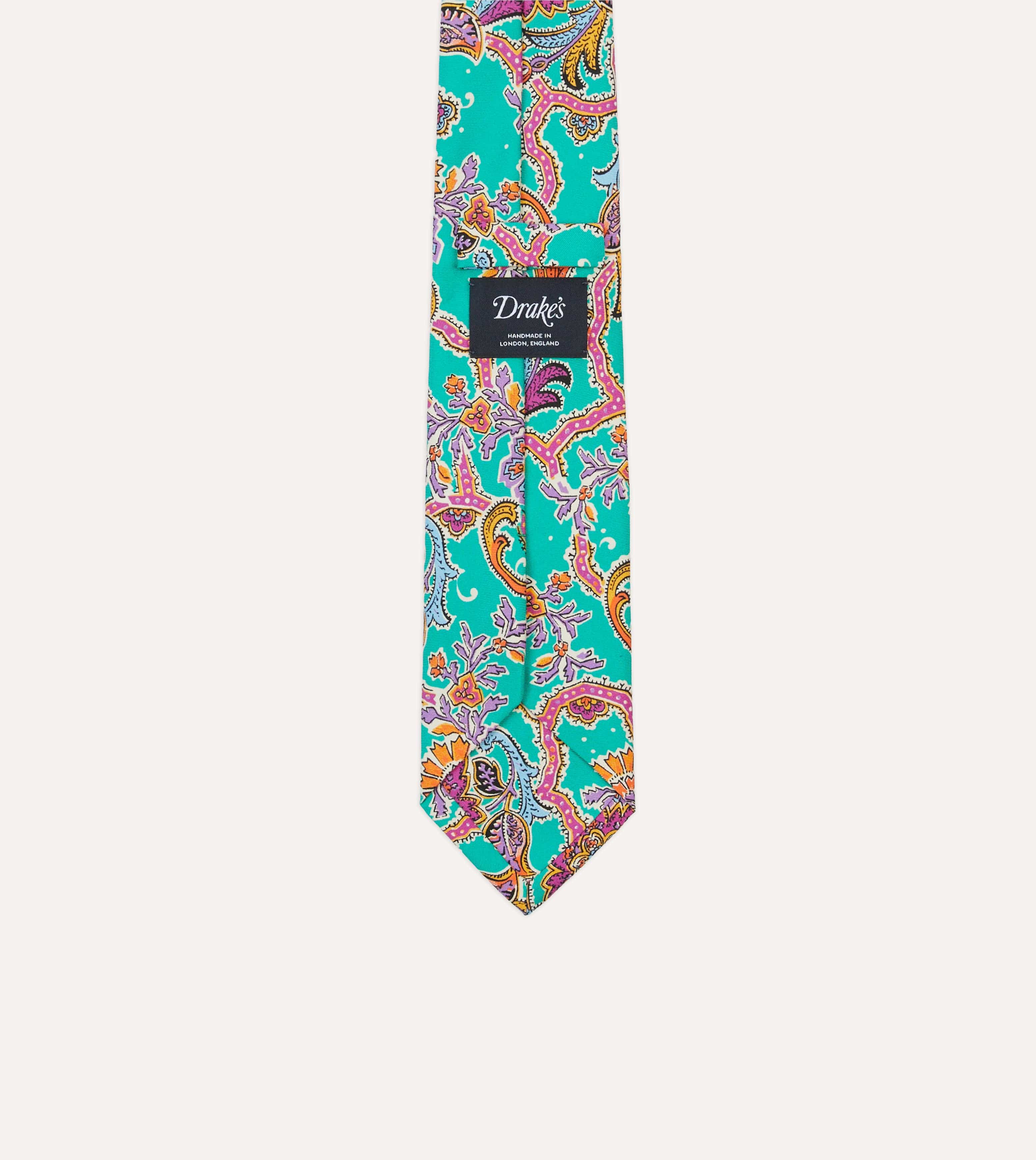 Green Large Paisley Silk Self-Tipped Tie