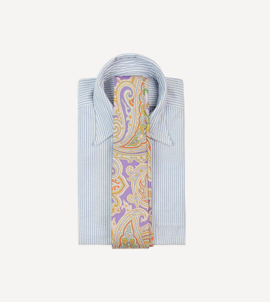 Lilac Large Paisley Silk Self-Tipped Tie