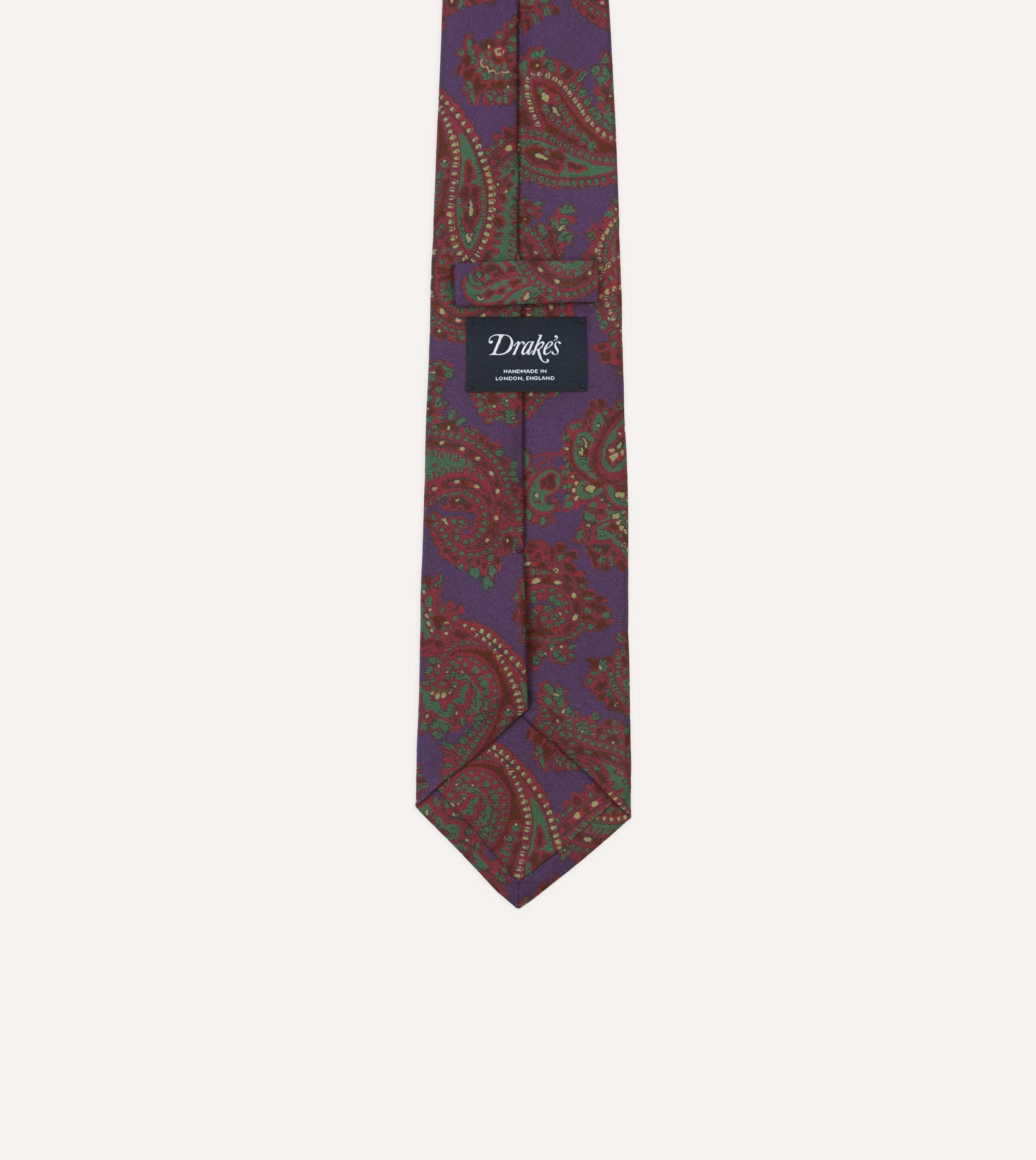 Purple Large Paisley Print Madder Silk Self-Tipped Tie