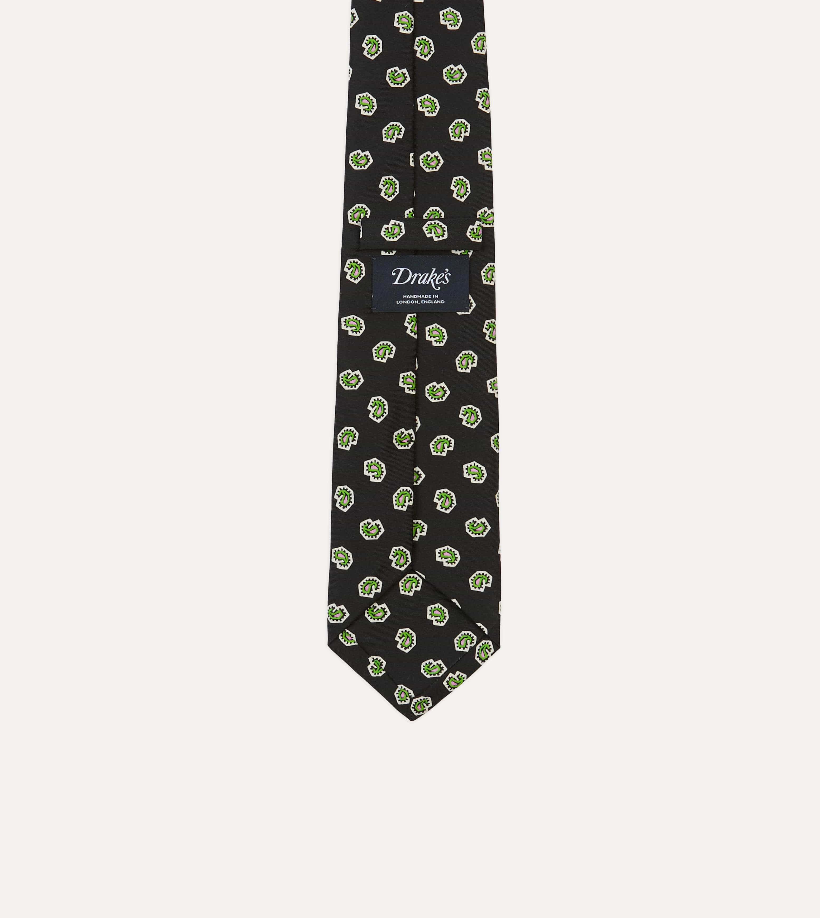 Dark Navy Mini Paisley Silk Self-Tipped Tie