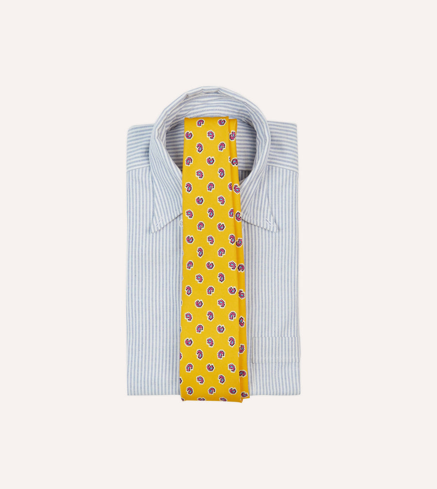 Yellow Mini Paisley Silk Self-Tipped Tie