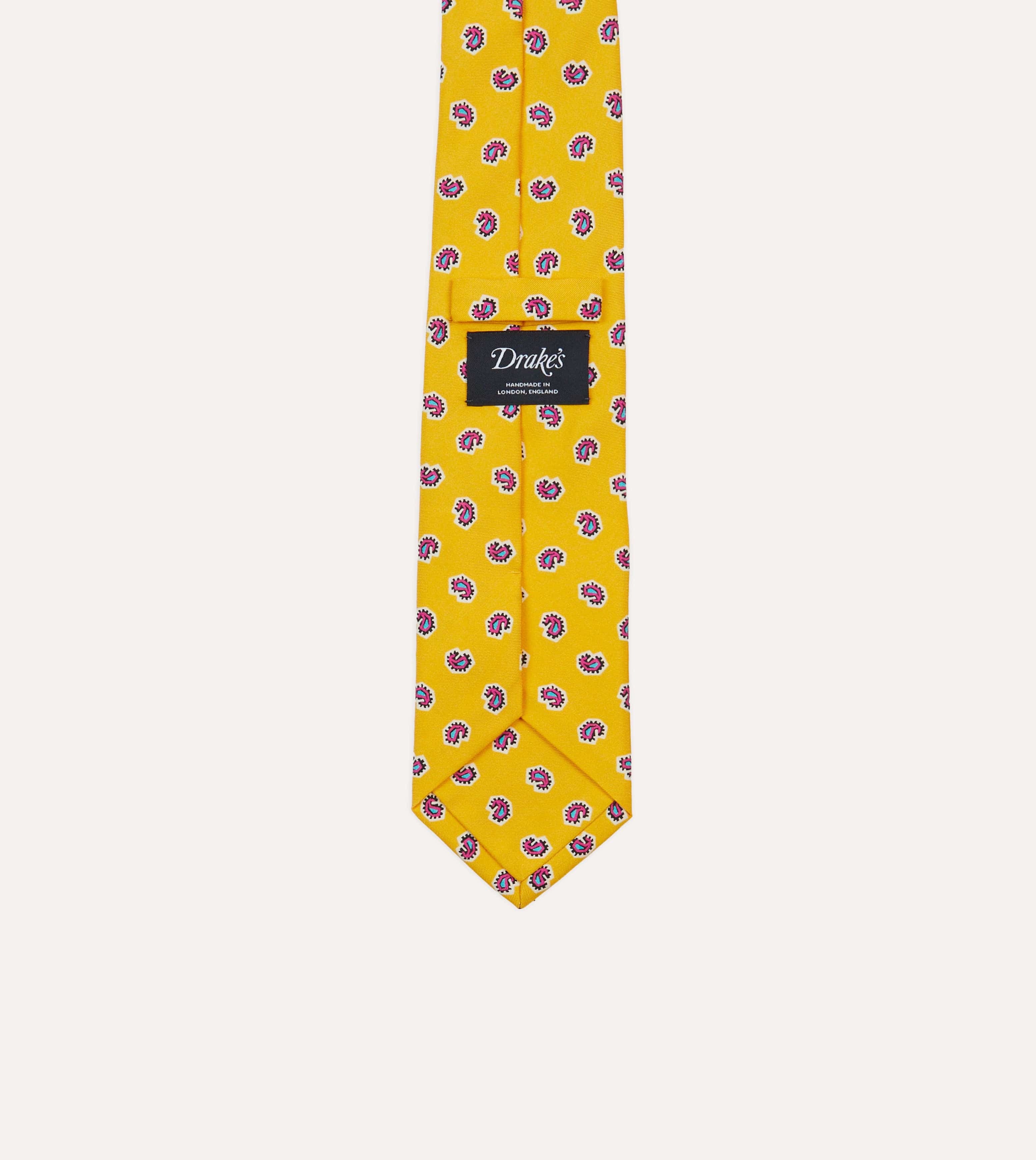 Yellow Mini Paisley Silk Self-Tipped Tie