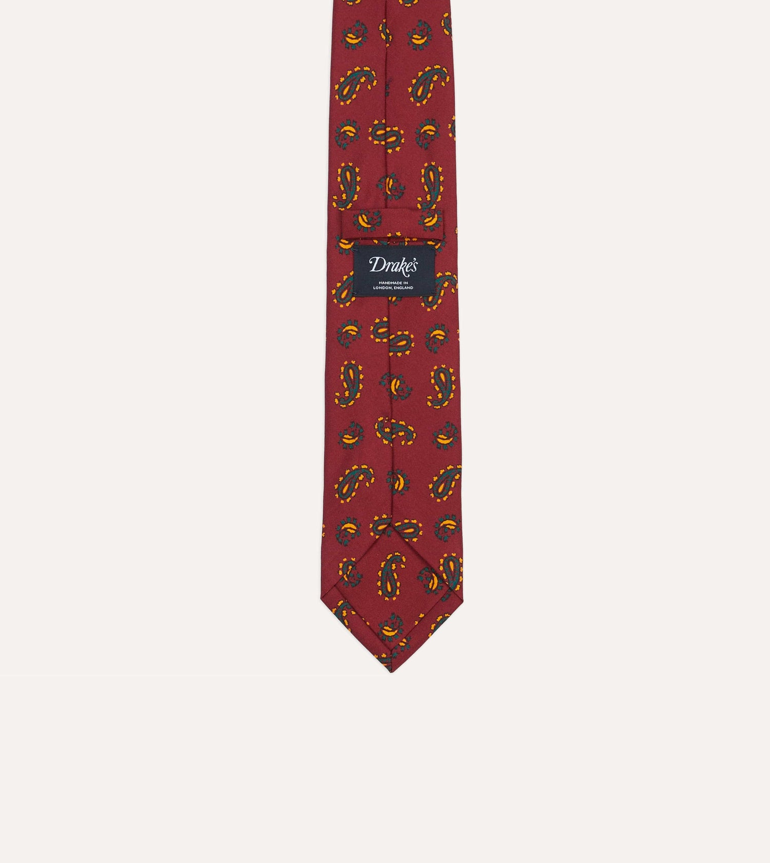 Red Paisley Print Silk Self Tipped Tie
