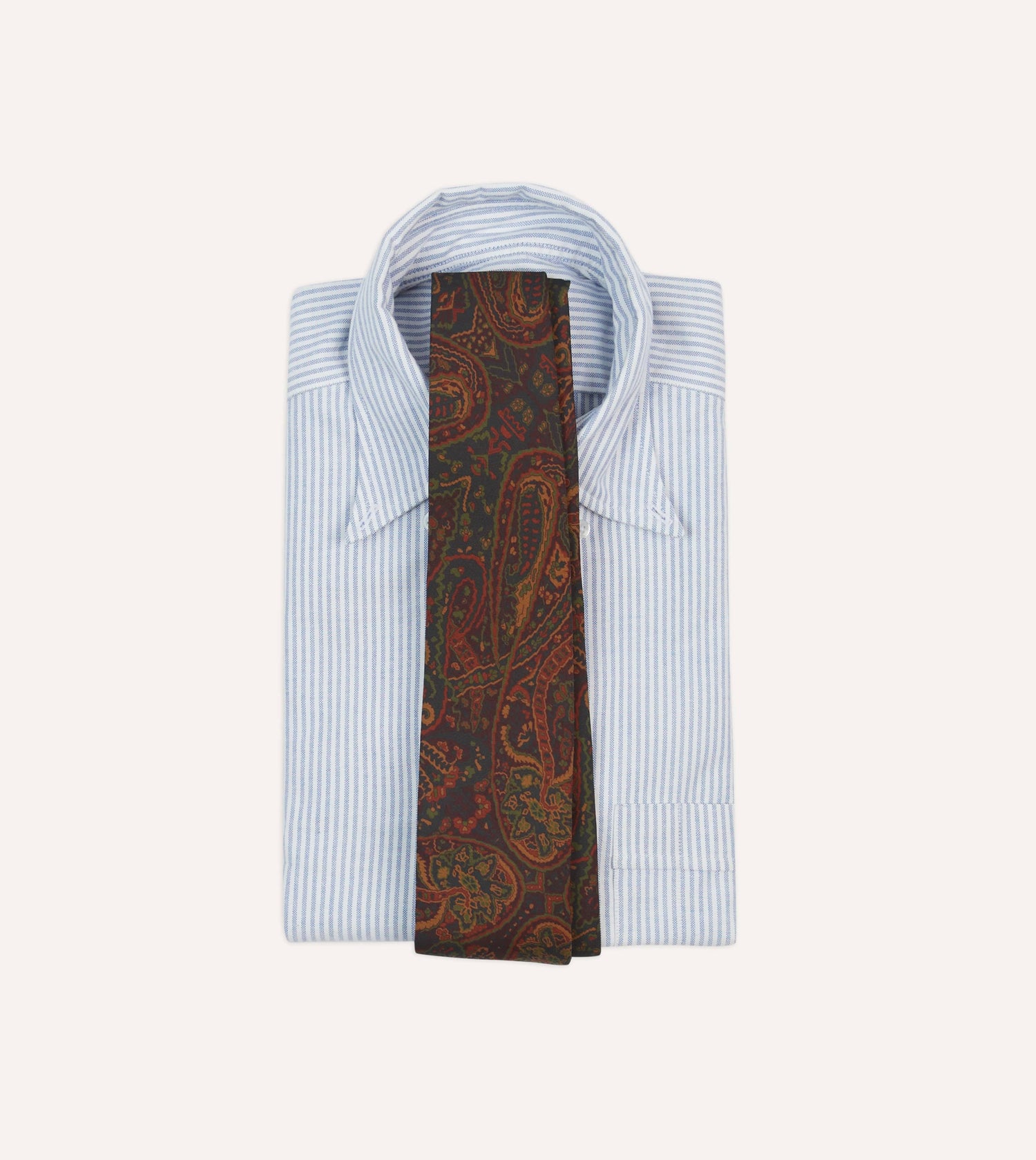 Navy and Burgundy Floral Paisley Print Silk Self Tipped Tie