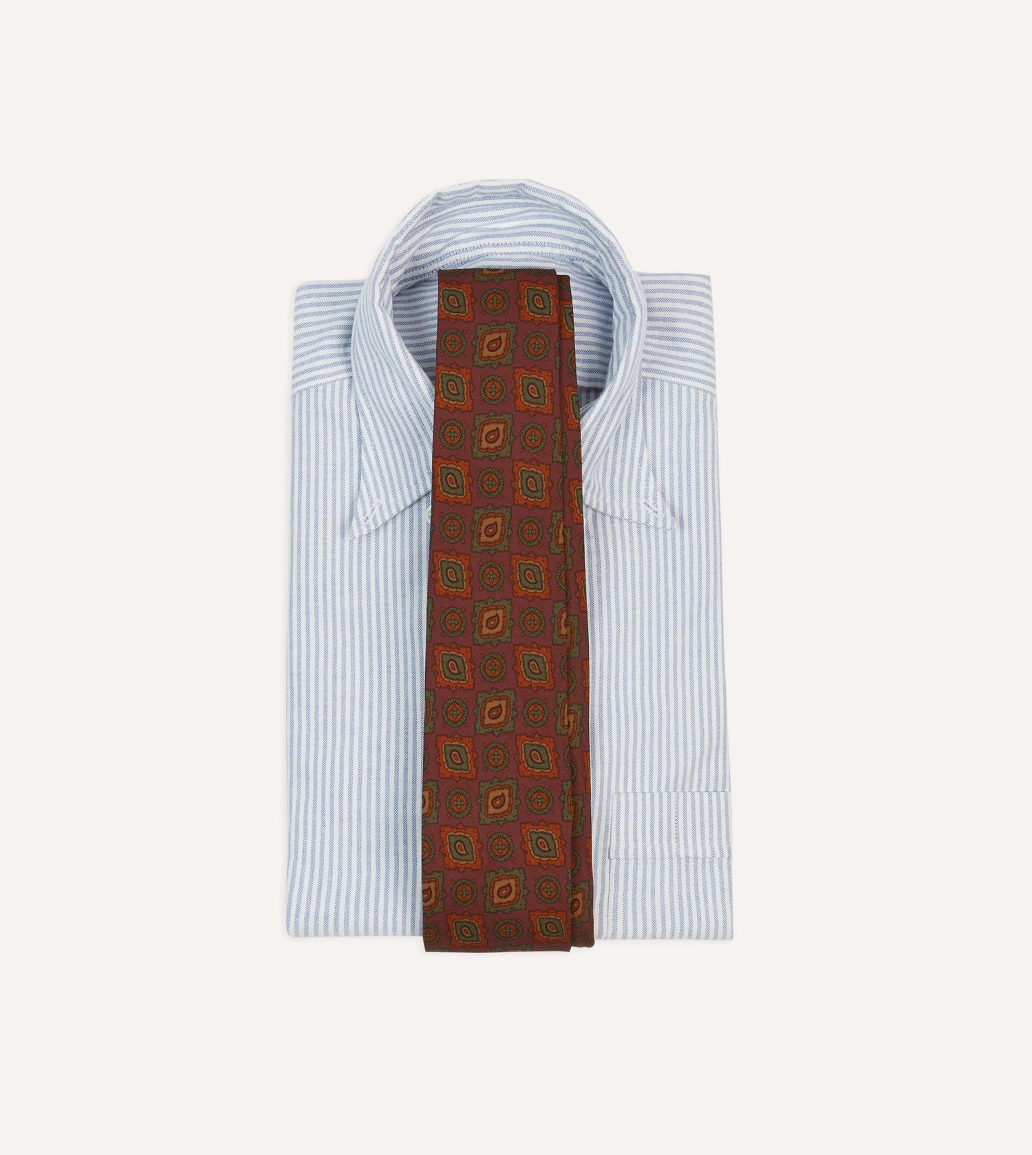 Burgundy Paisley Medallion Print Wool-Silk Self Tipped Tie