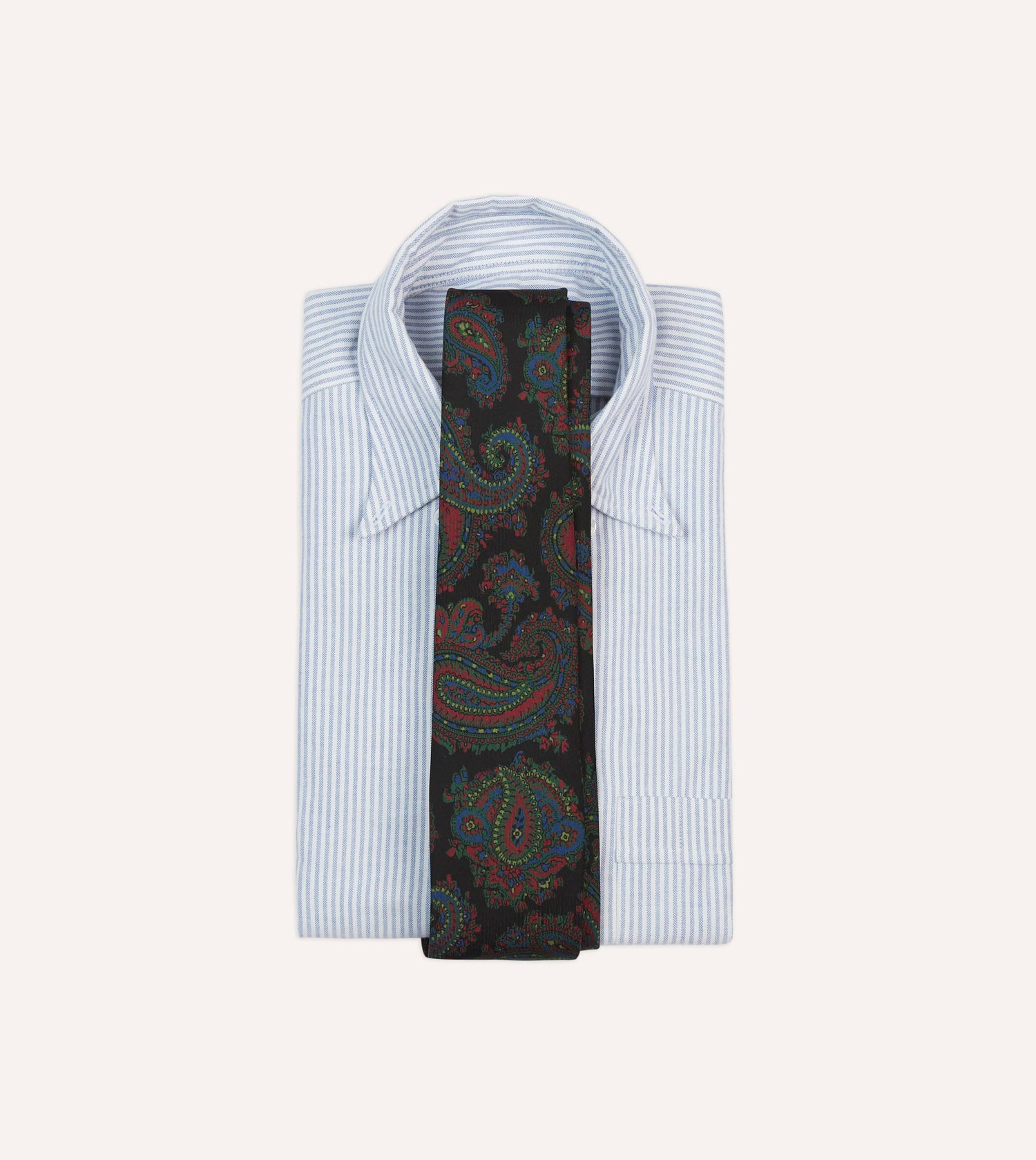 Black Big Paisley Print Madder Silk Self-Tipped Tie